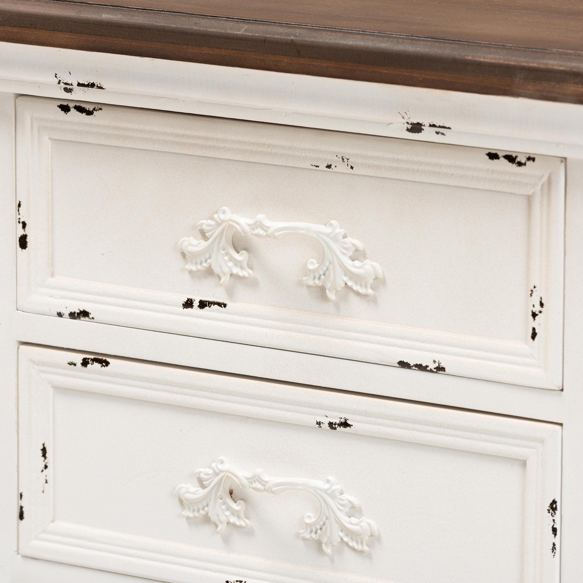Levron Classic and Traditional and Antique Finished Wood 3-Drawer End Table