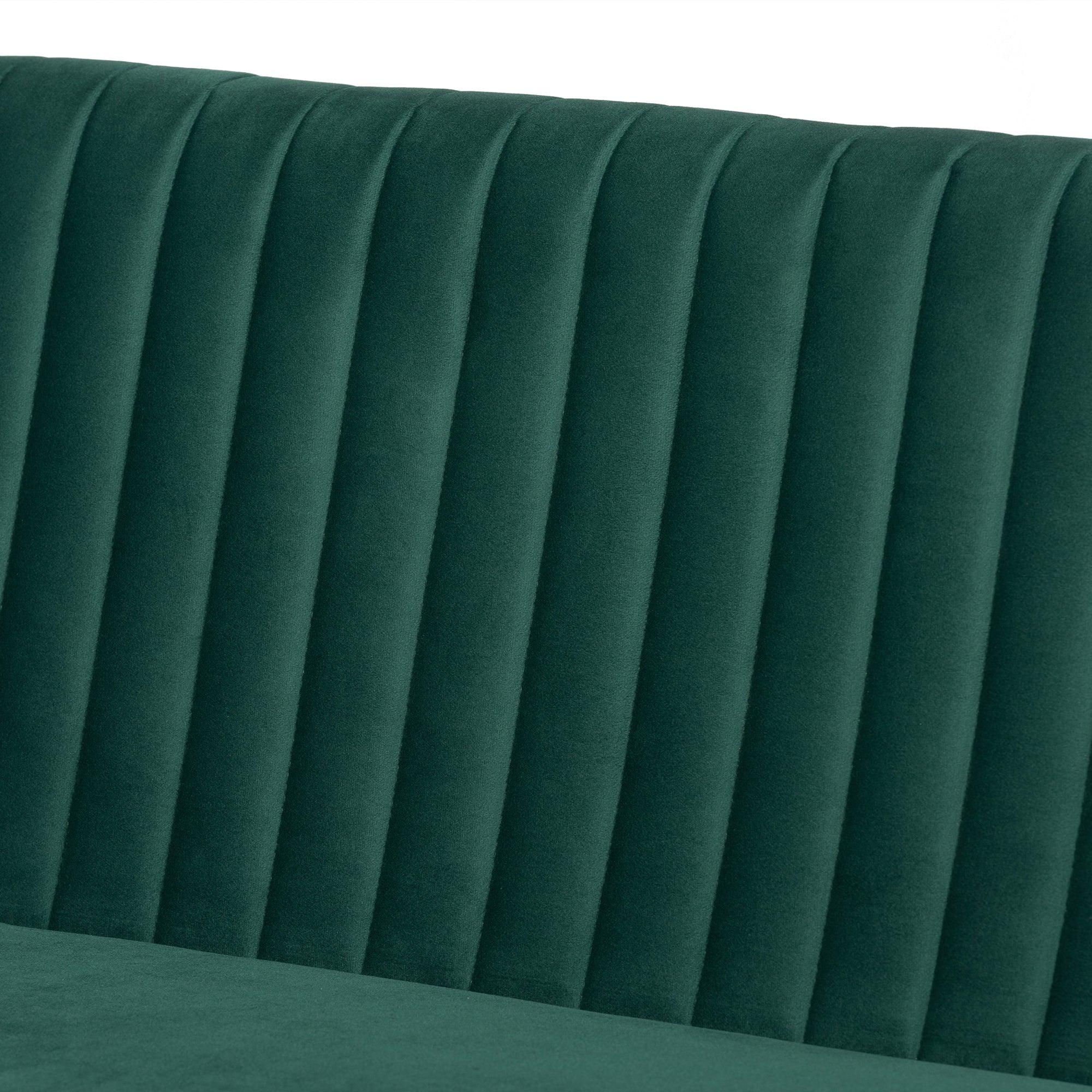 Alvis Mid-Century Modern Emerald Velvet Upholstered and Finished Wood 2-Piece Dining Nook Banquette Set