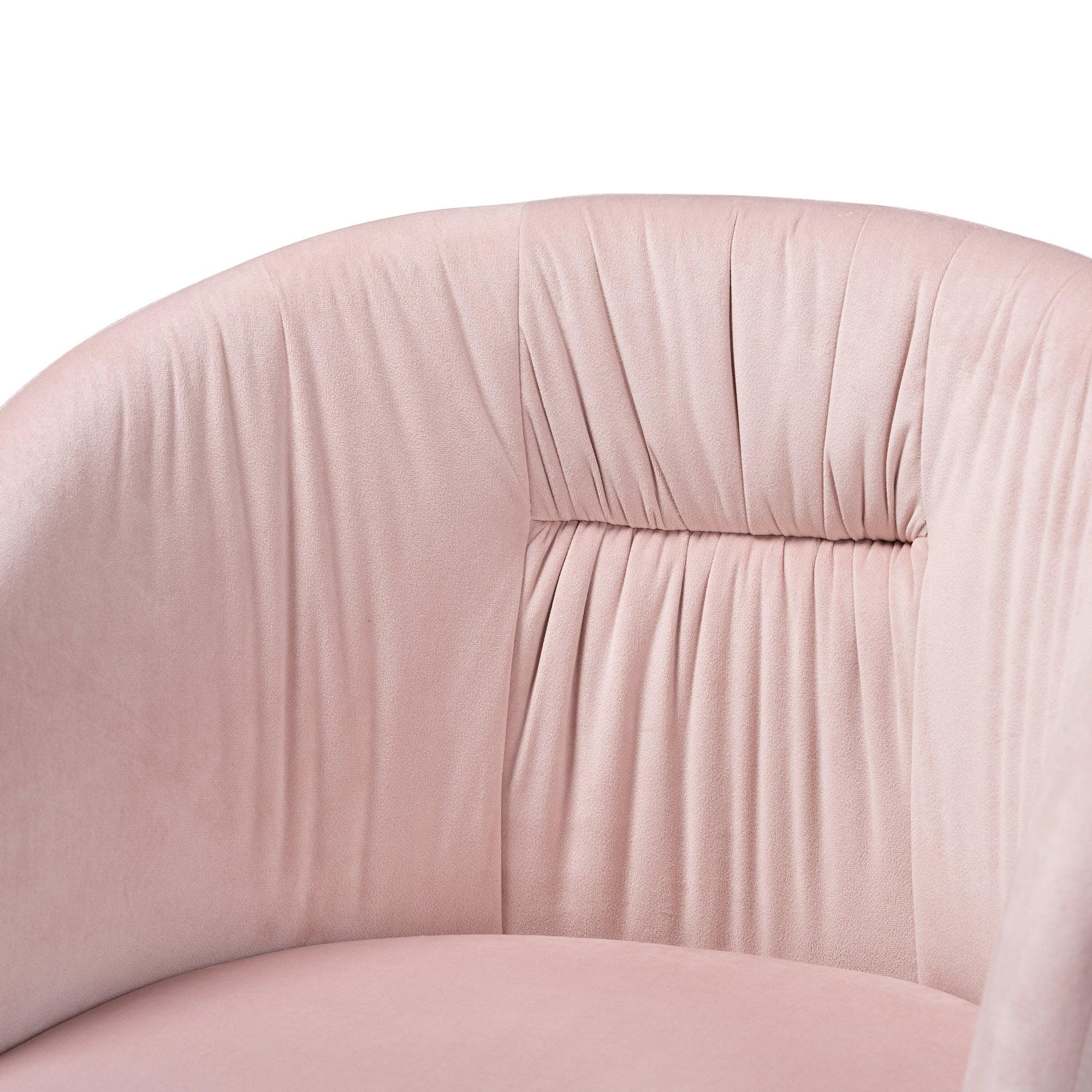 Ravenna Contemporary Glam and Luxe Blush Velvet Fabric and Metal Swivel Office Chair