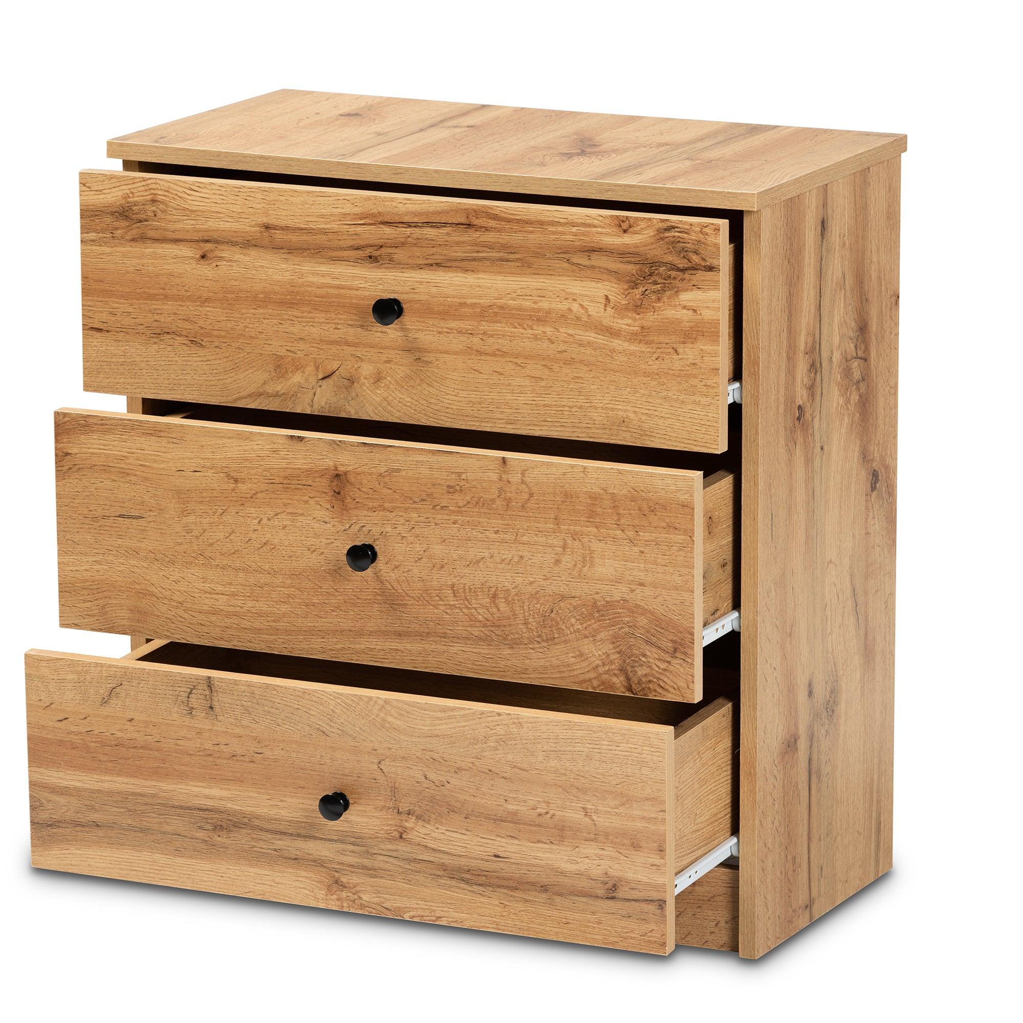 Decon Modern and Contemporary Finished Wood 3-Drawer Storage Chest