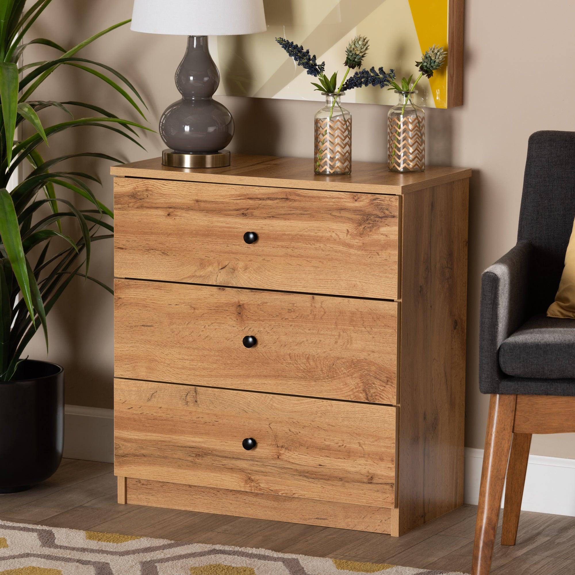 Decon Modern and Contemporary Finished Wood 3-Drawer Storage Chest