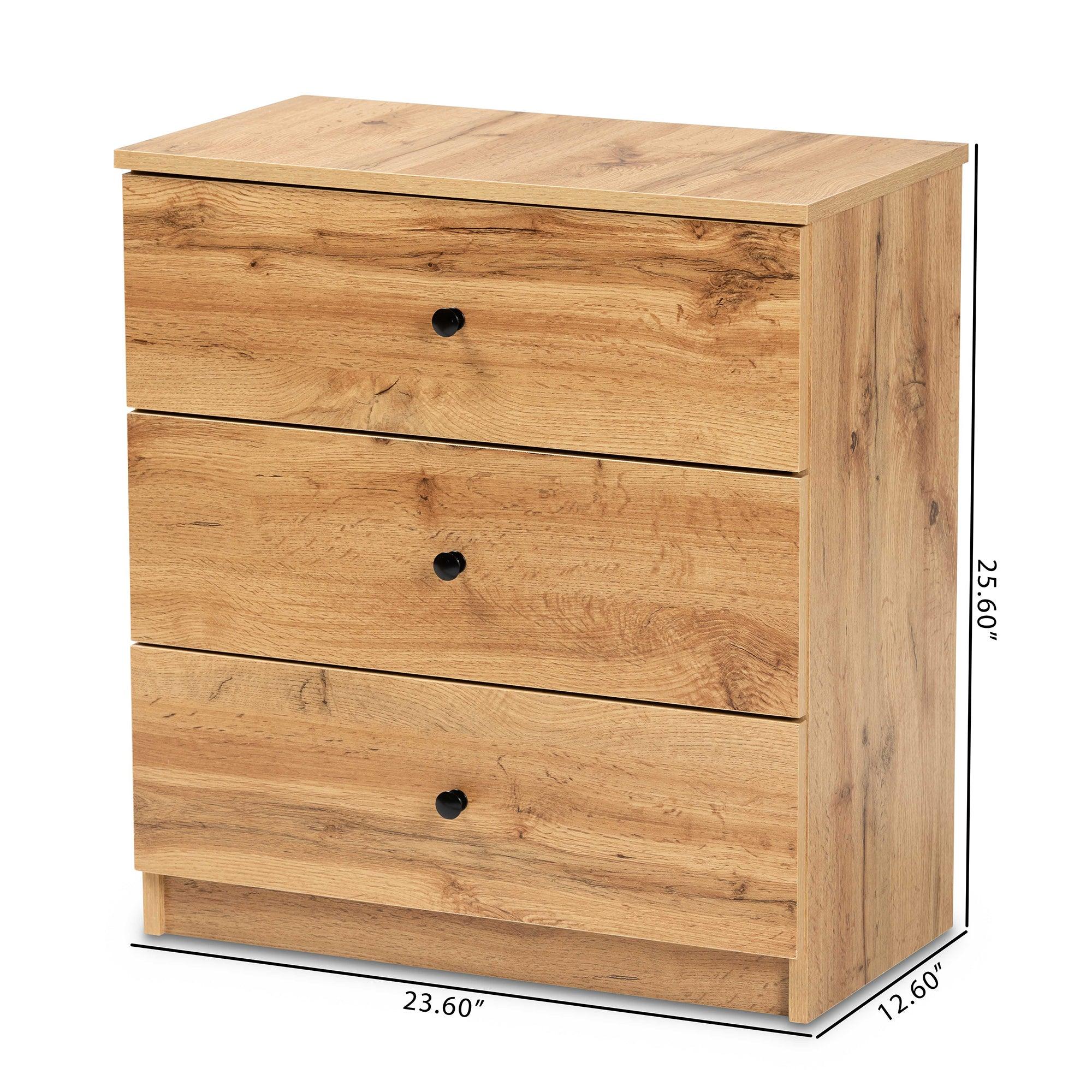 Decon Modern and Contemporary Finished Wood 3-Drawer Storage Chest
