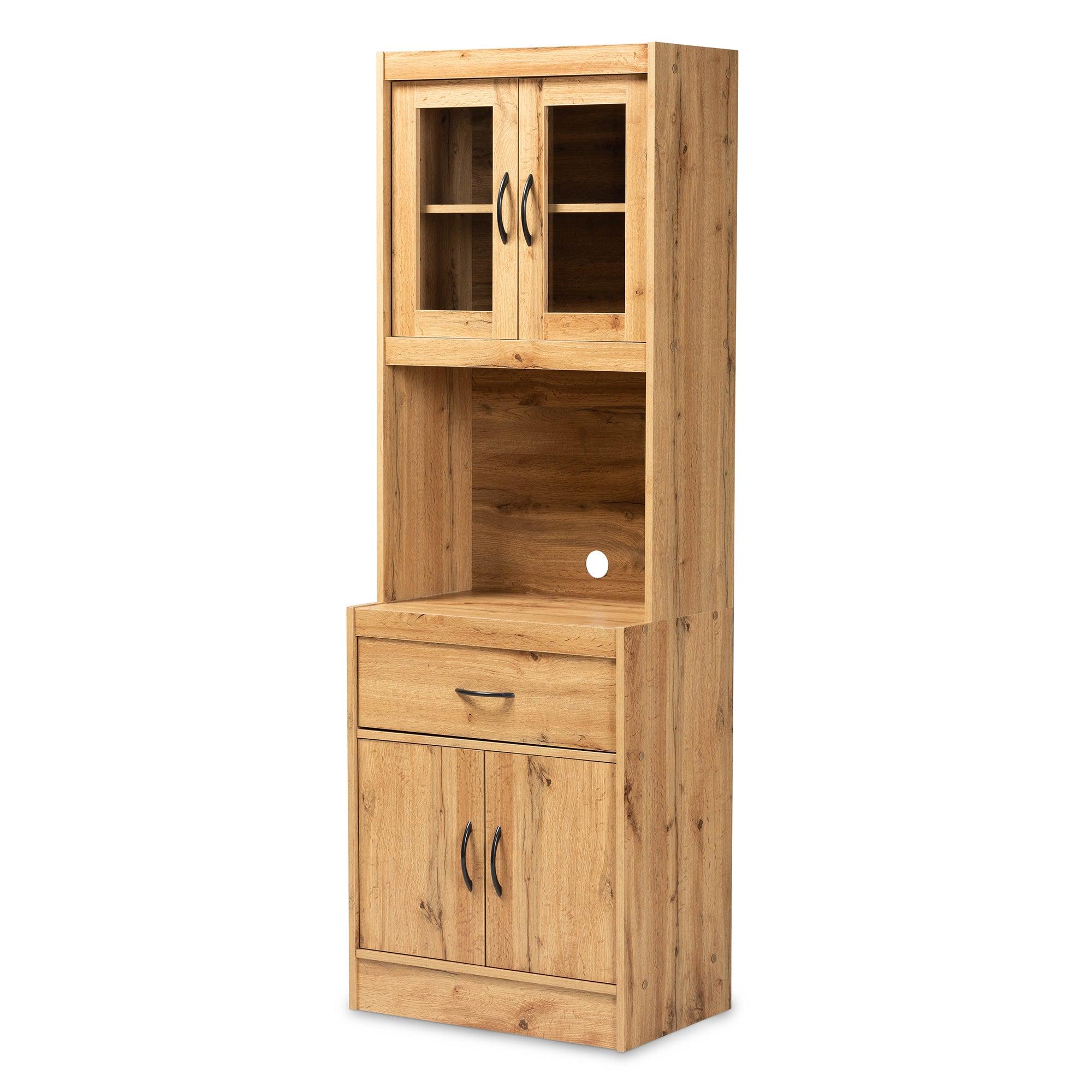 Laurana Modern and Contemporary Finished Wood Kitchen Cabinet and Hutch