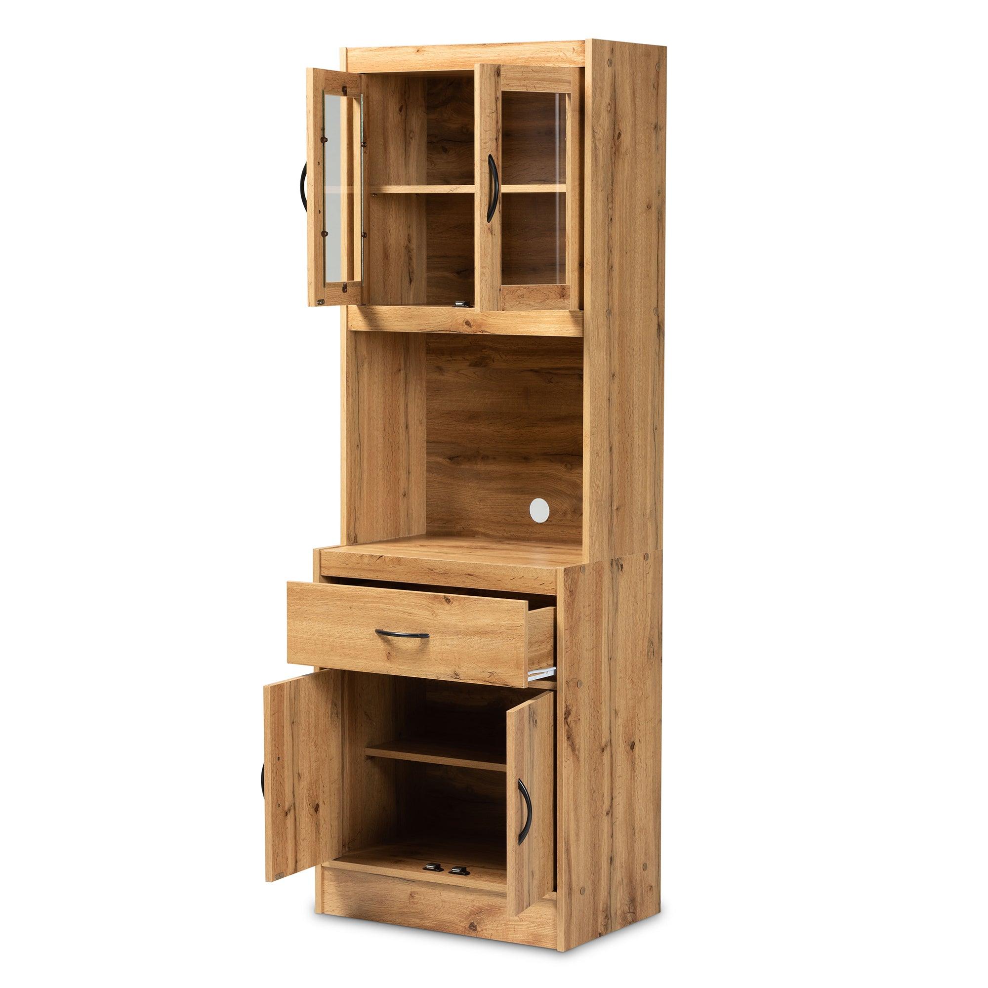Laurana Modern and Contemporary Finished Wood Kitchen Cabinet and Hutch