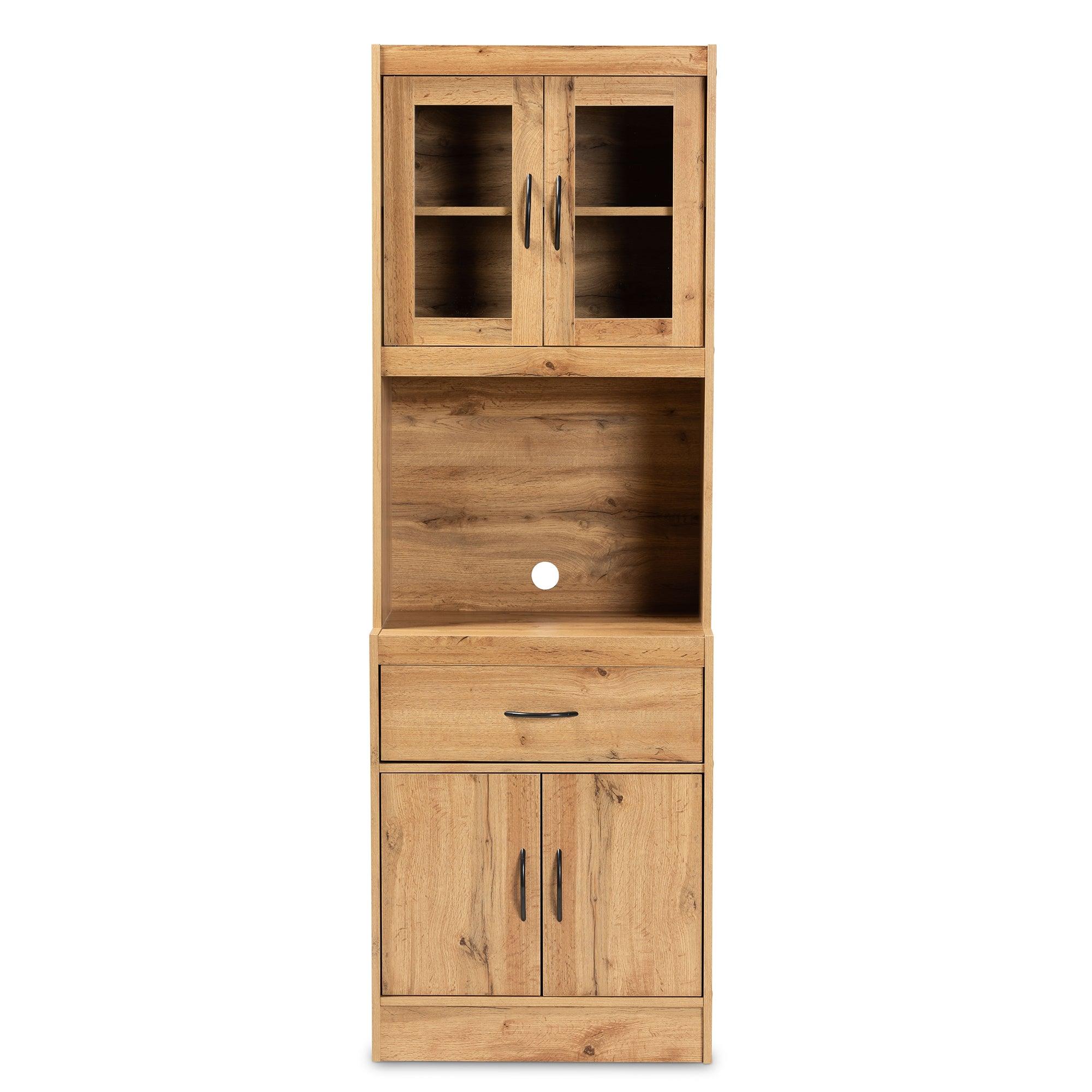 Laurana Modern and Contemporary Finished Wood Kitchen Cabinet and Hutch