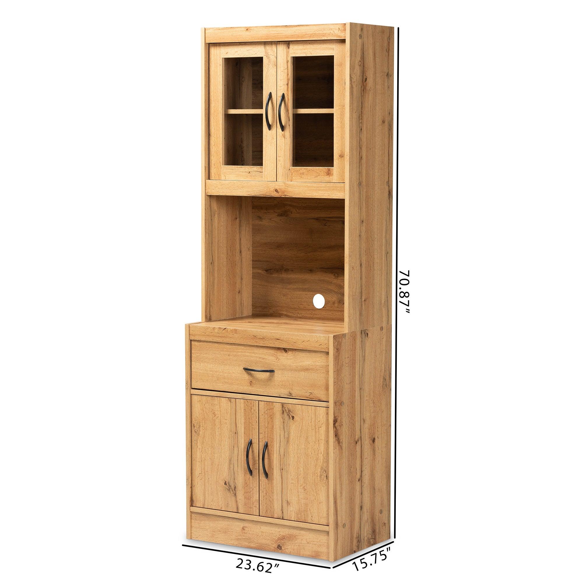 Laurana Modern and Contemporary Finished Wood Kitchen Cabinet and Hutch