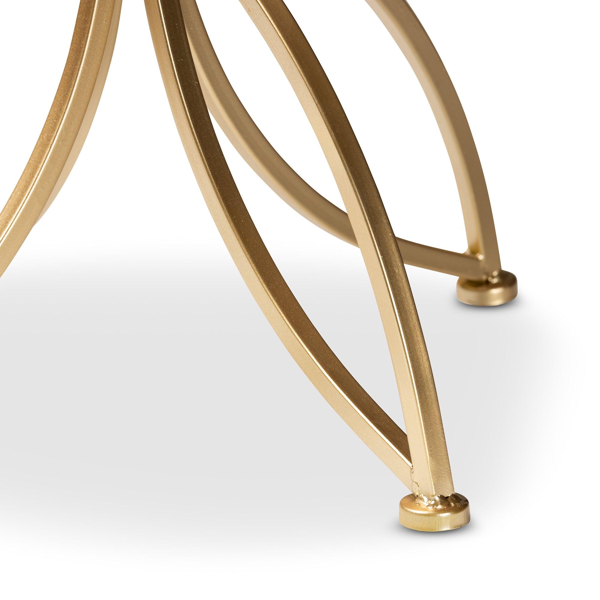 Jaclyn Modern and Contemporary Finished Metal End Table with Marble Tabletop