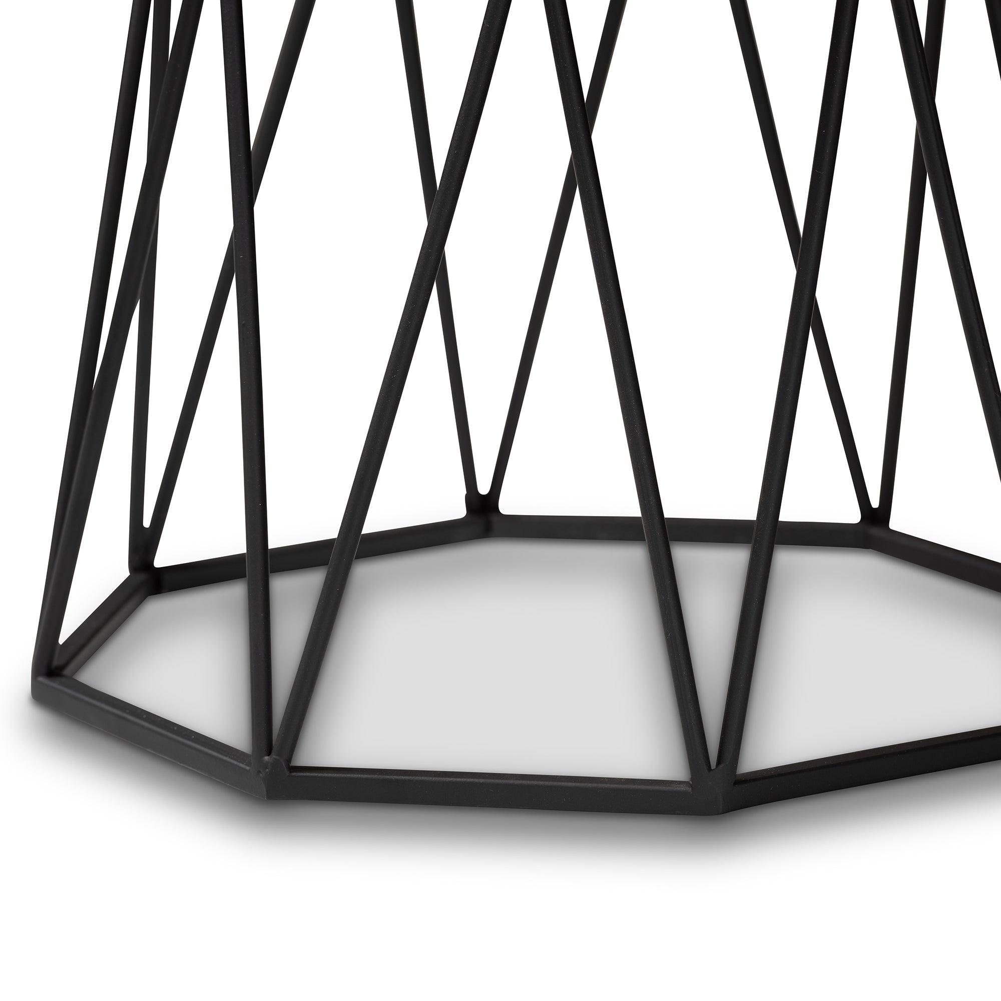 Venedict Modern and Contemporary Metal End Table with Marble Tabletop