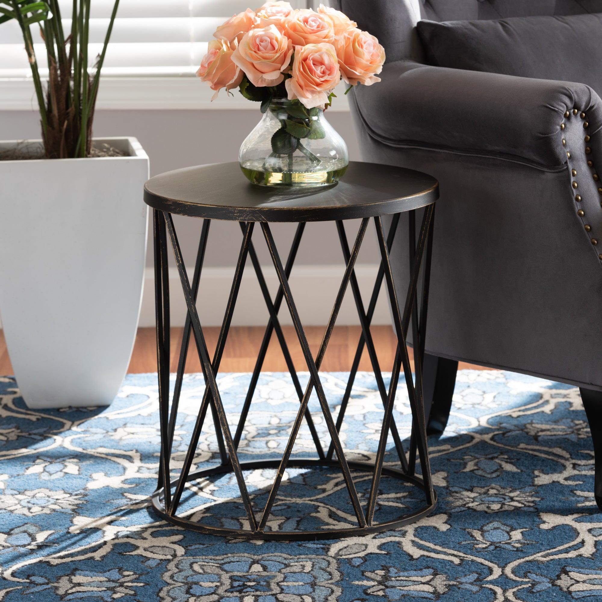 Finnick Modern Industrial Antique finished Metal End Table