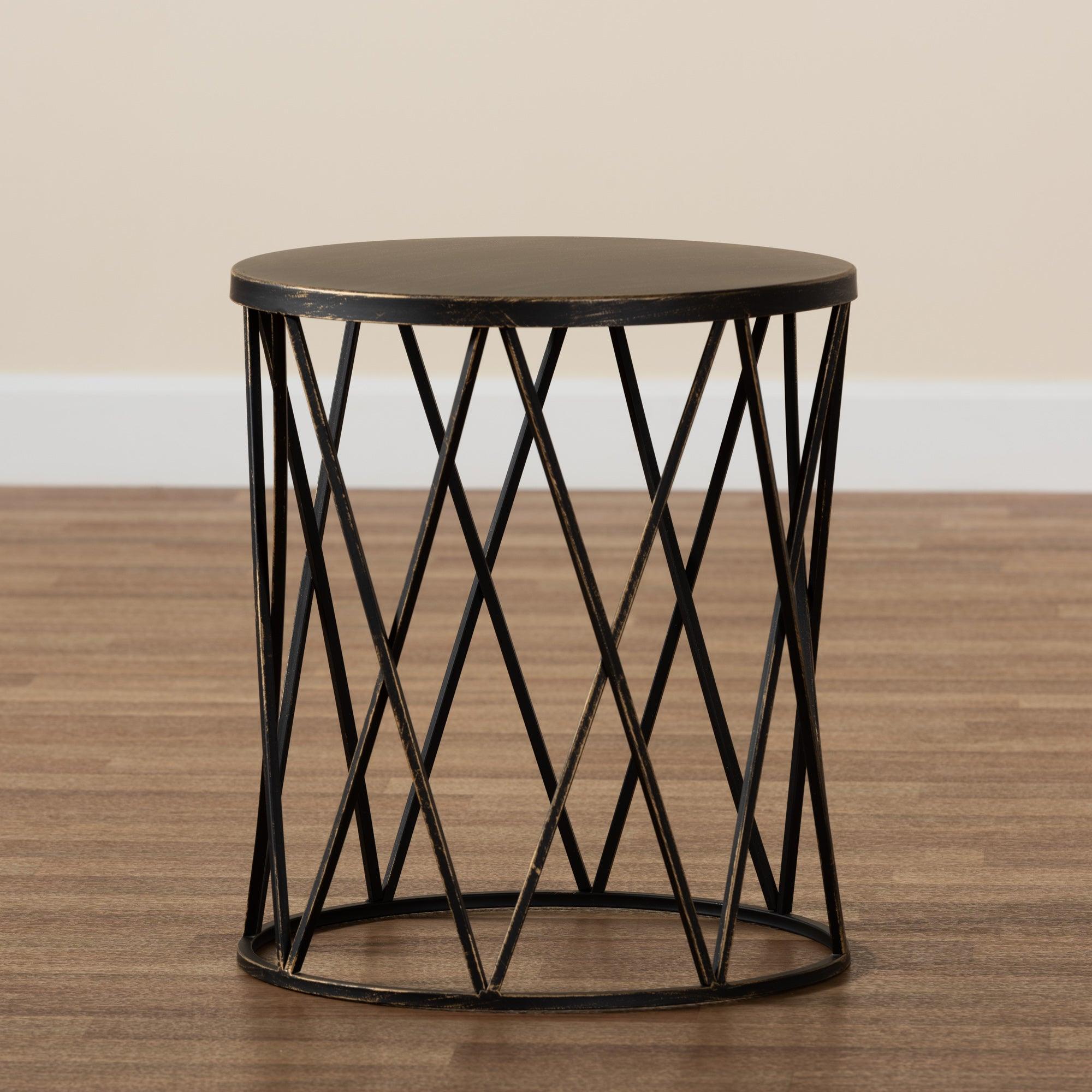 Finnick Modern Industrial Antique finished Metal End Table