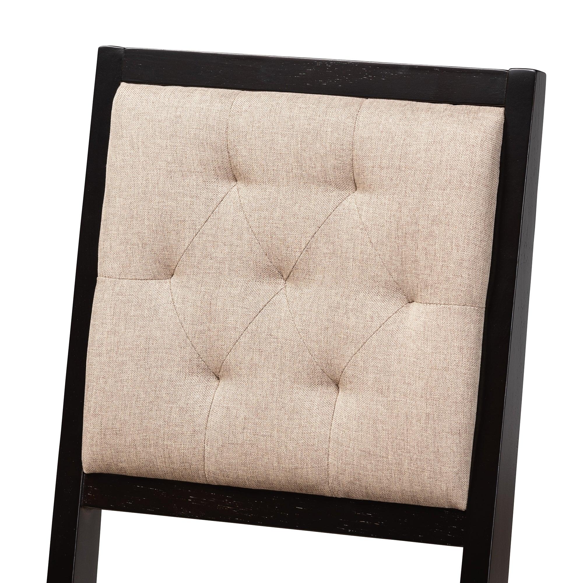 Suvi Modern and Contemporary Sand Fabric Upholstered and Finished Wood 7-Piece Dining Set