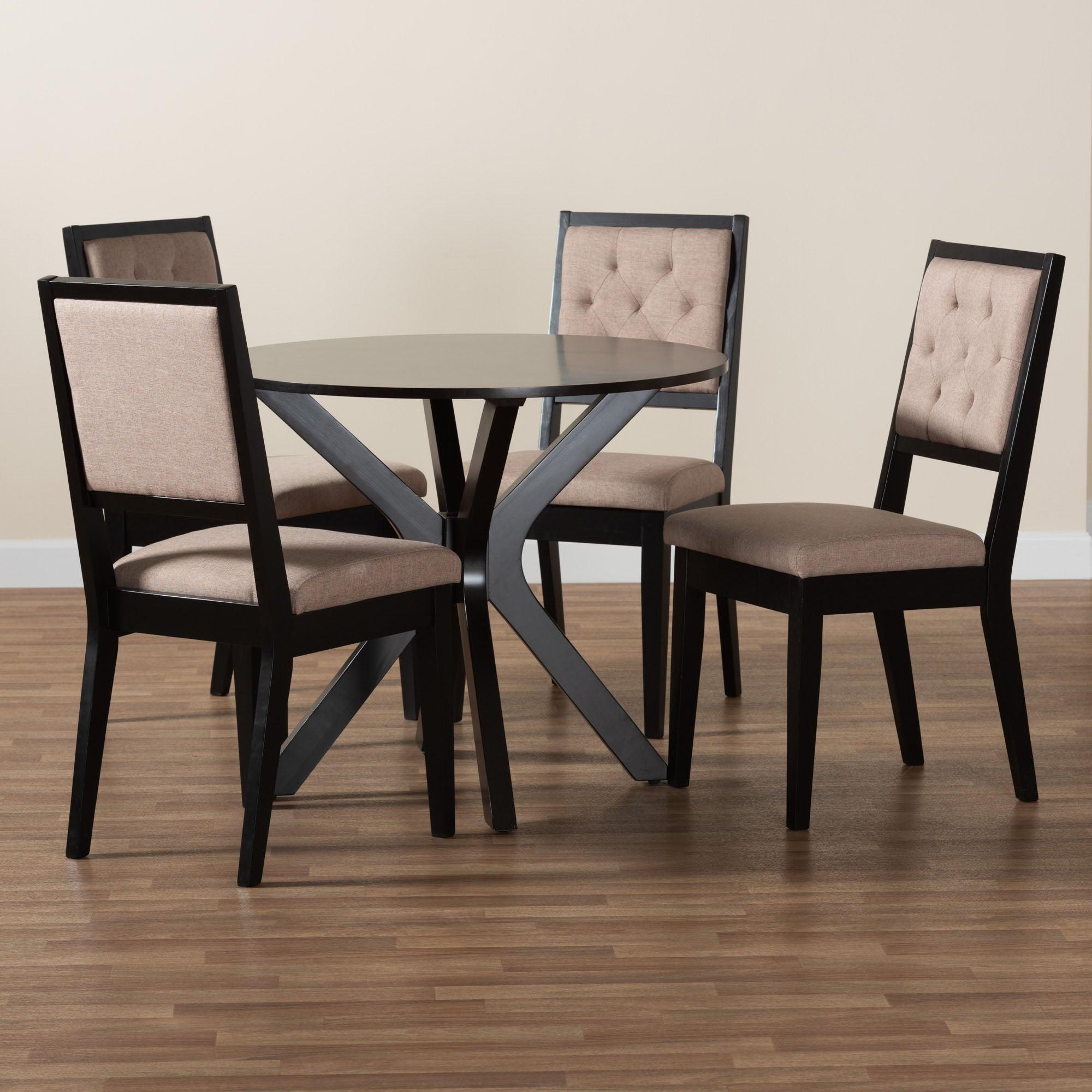 Mana Modern Sand Fabric and Finished Wood 5-Piece Dining Set