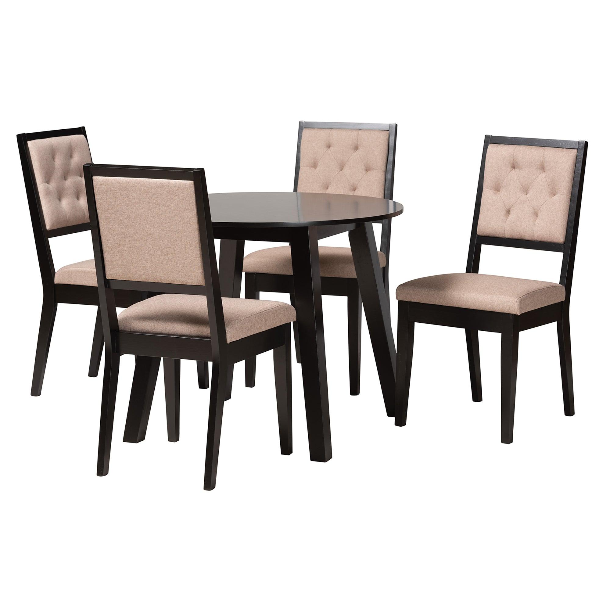 Alani Modern Fabric and Finished Wood 5-Piece Dining Set