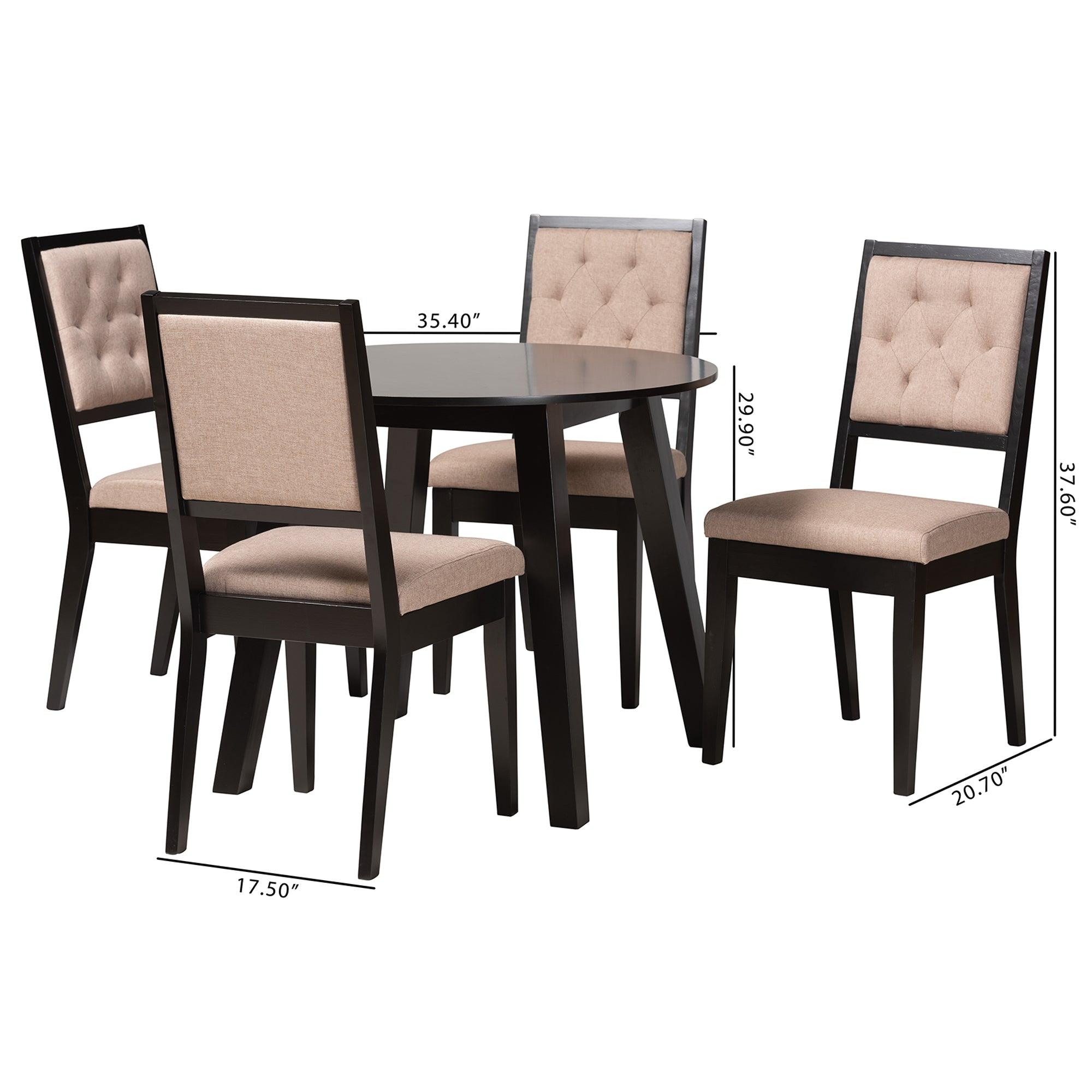 Alani Modern Fabric and Finished Wood 5-Piece Dining Set