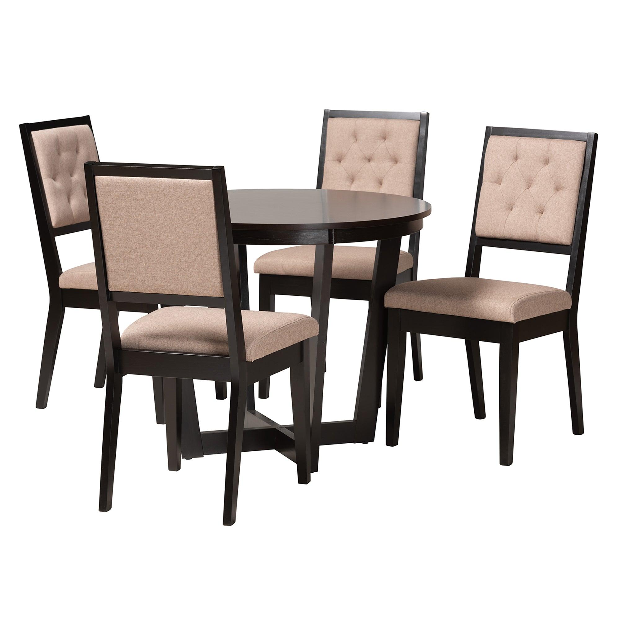 Kala Modern Fabric and Finished Wood 5-Piece Dining Set