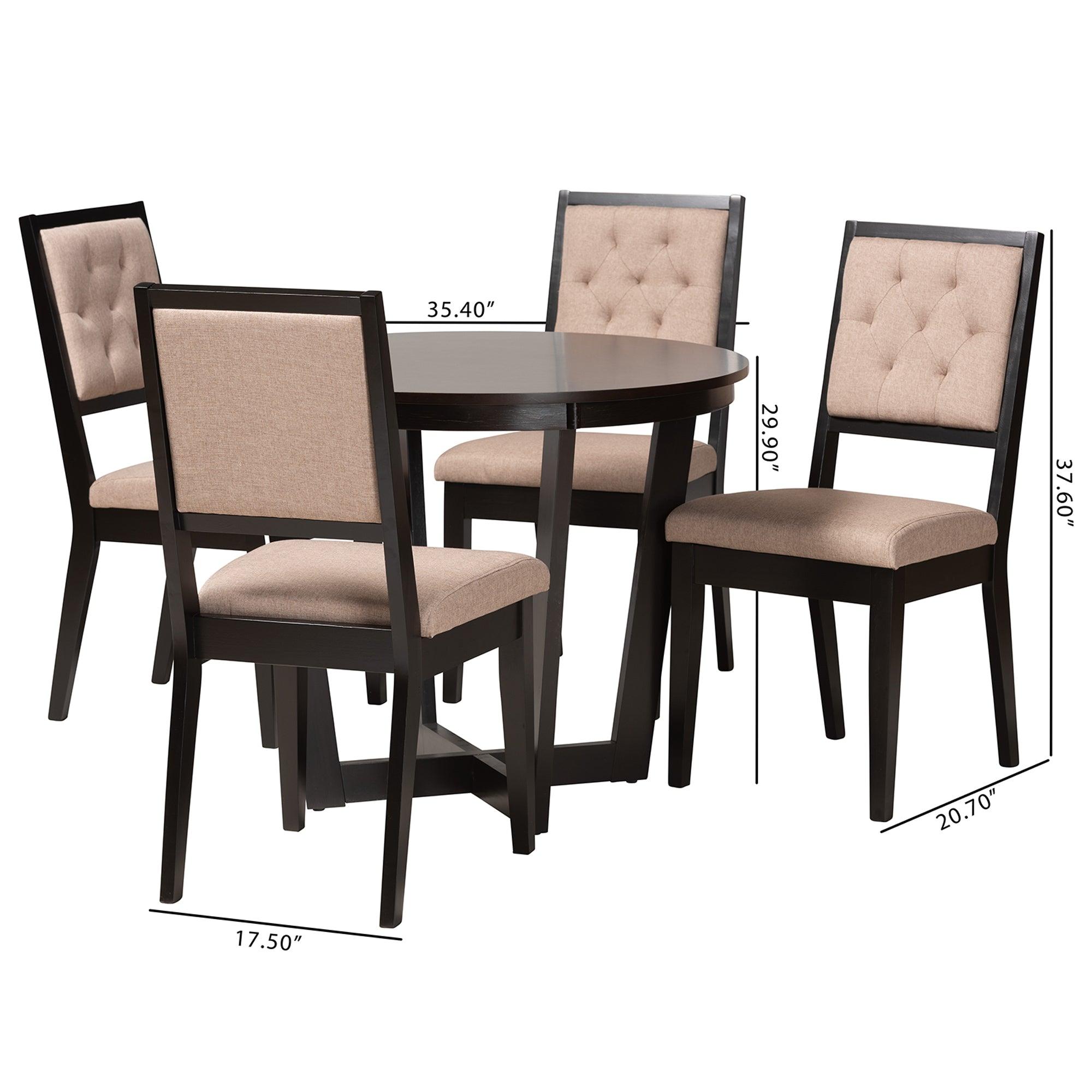 Kala Modern Fabric and Finished Wood 5-Piece Dining Set
