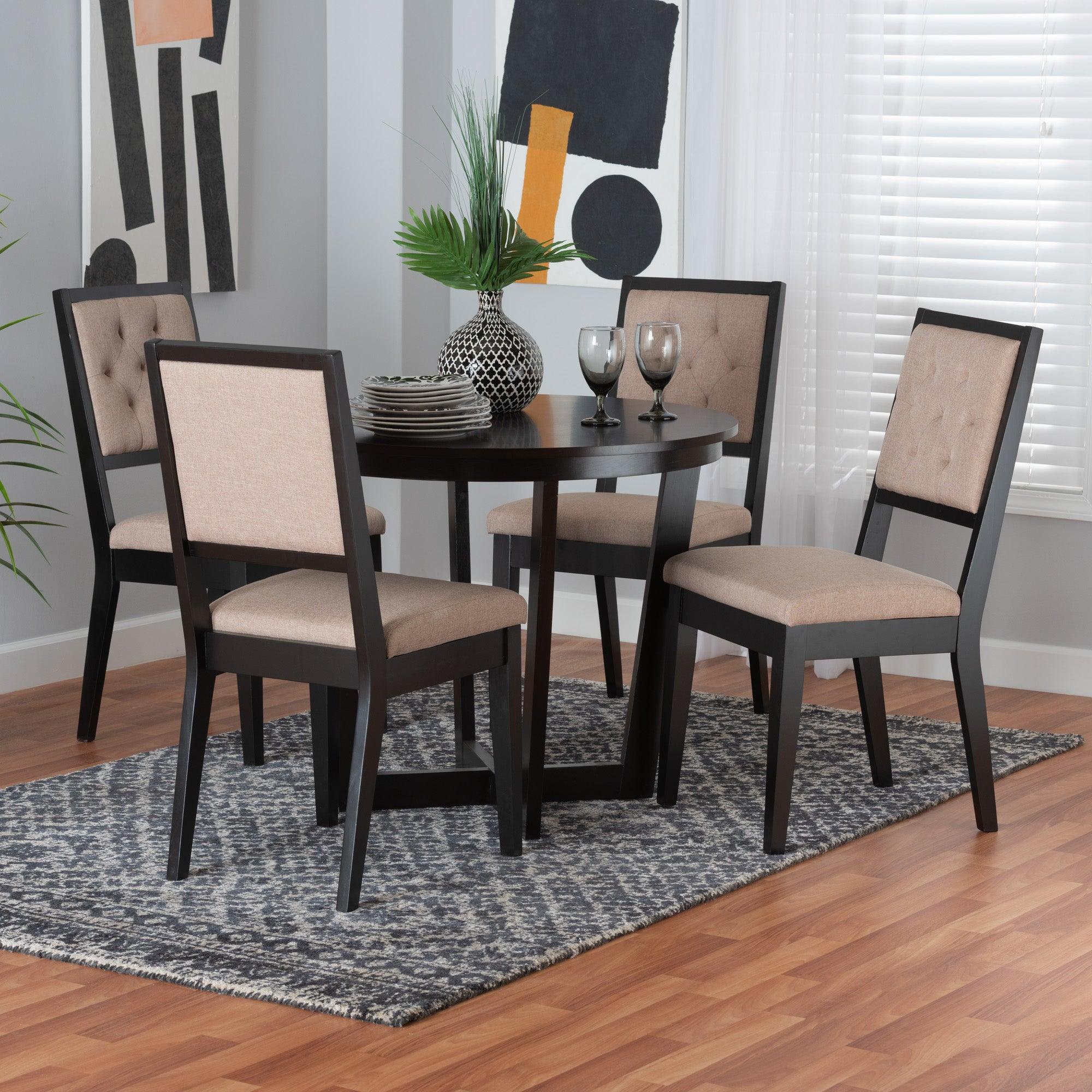 Kala Modern Fabric and Finished Wood 5-Piece Dining Set