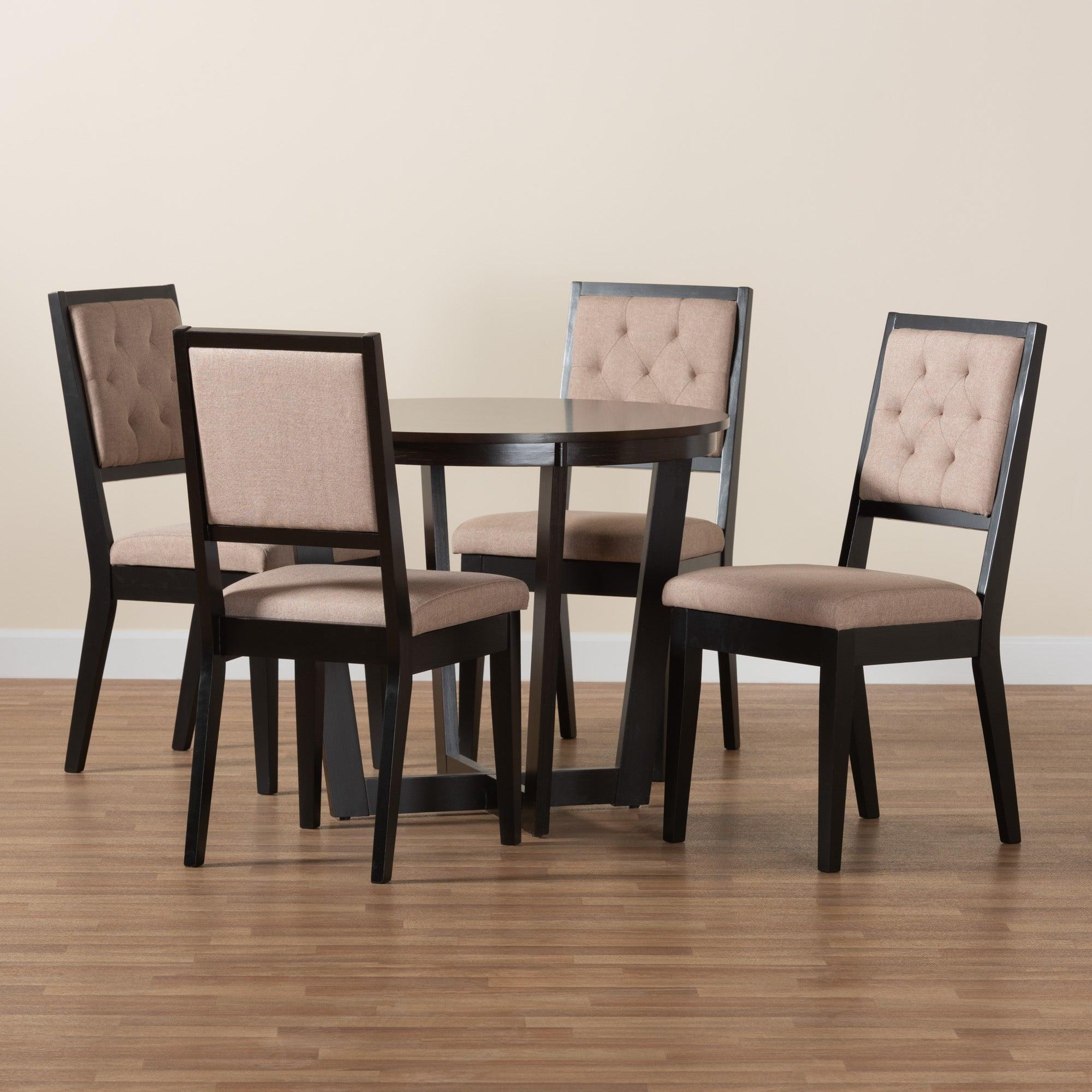 Kala Modern Fabric and Finished Wood 5-Piece Dining Set