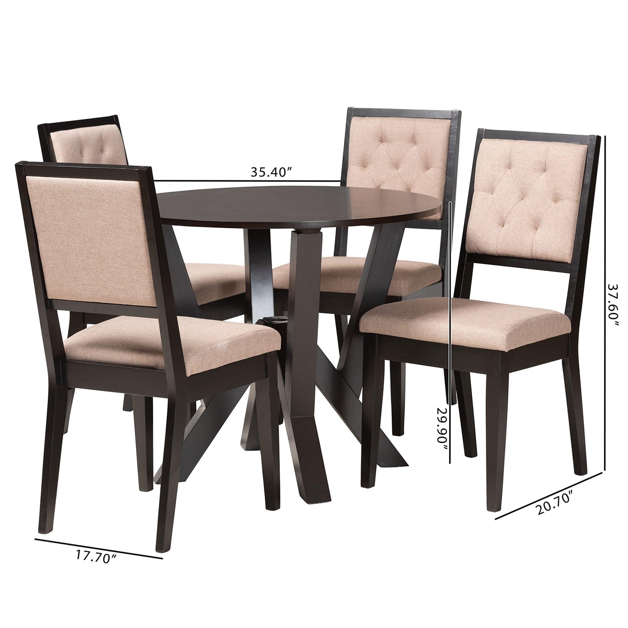 Kai Modern Sand Fabric and Finished Wood 5-Piece Dining Set