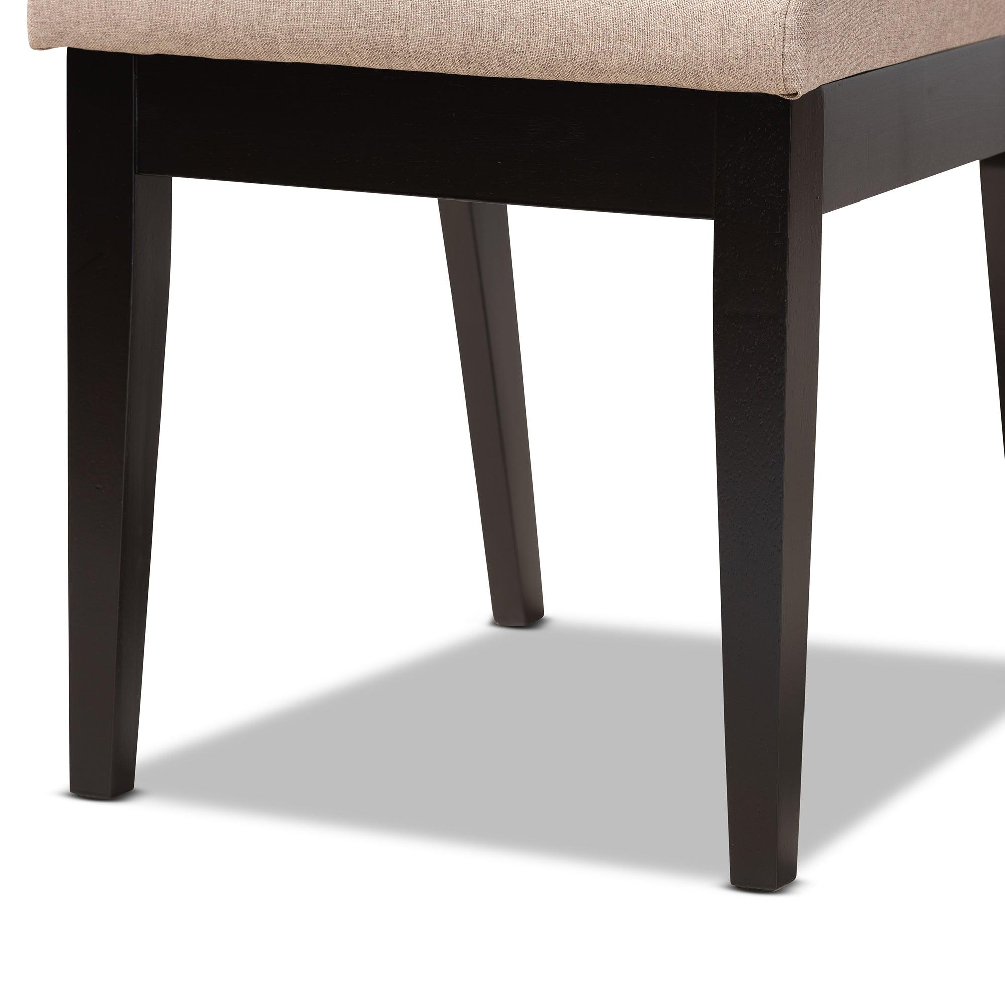 Suvi Modern and Contemporary Sand Fabric Upholstered and Finished Wood 5-Piece Dining Set
