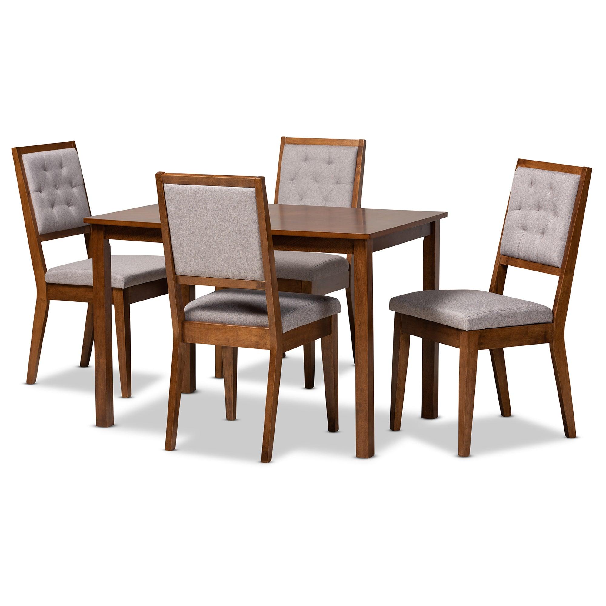 Suvi Modern and Contemporary Fabric Upholstered and Finished Wood 5-Piece Dining Set