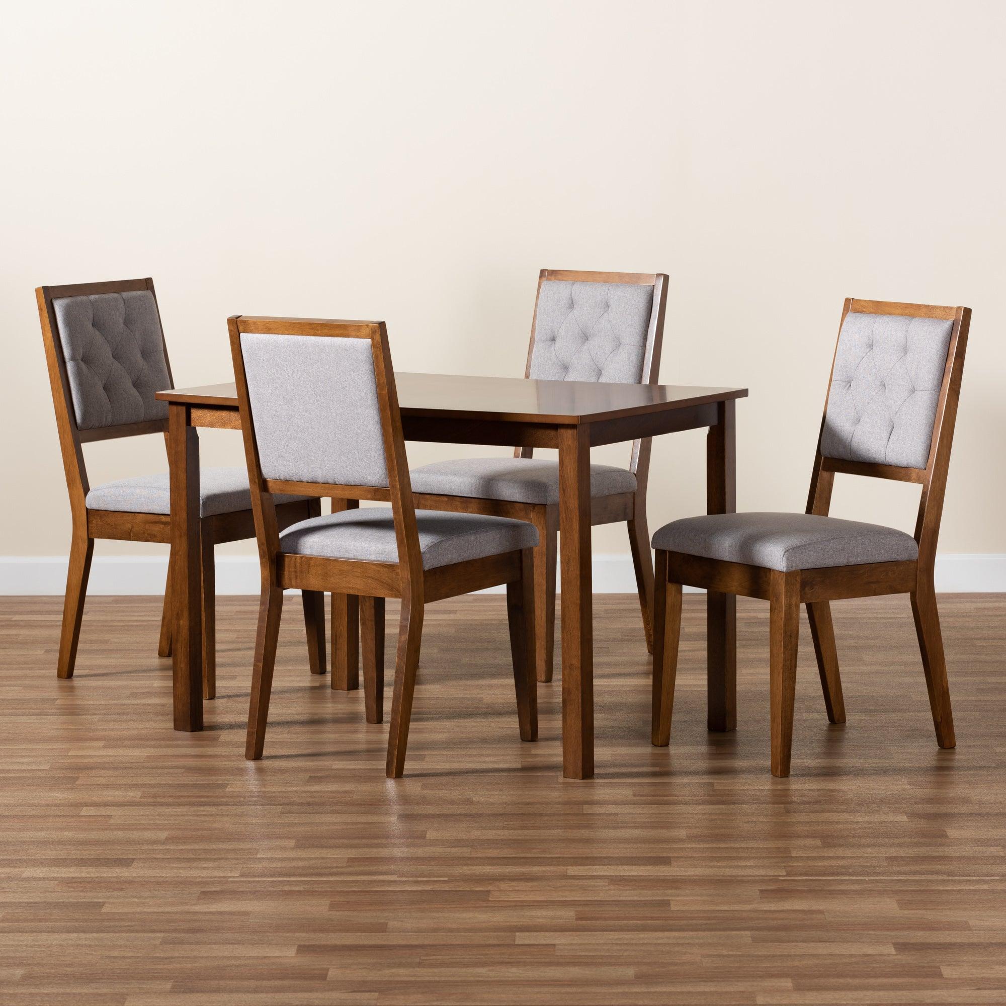 Suvi Modern and Contemporary Fabric Upholstered and Finished Wood 5-Piece Dining Set