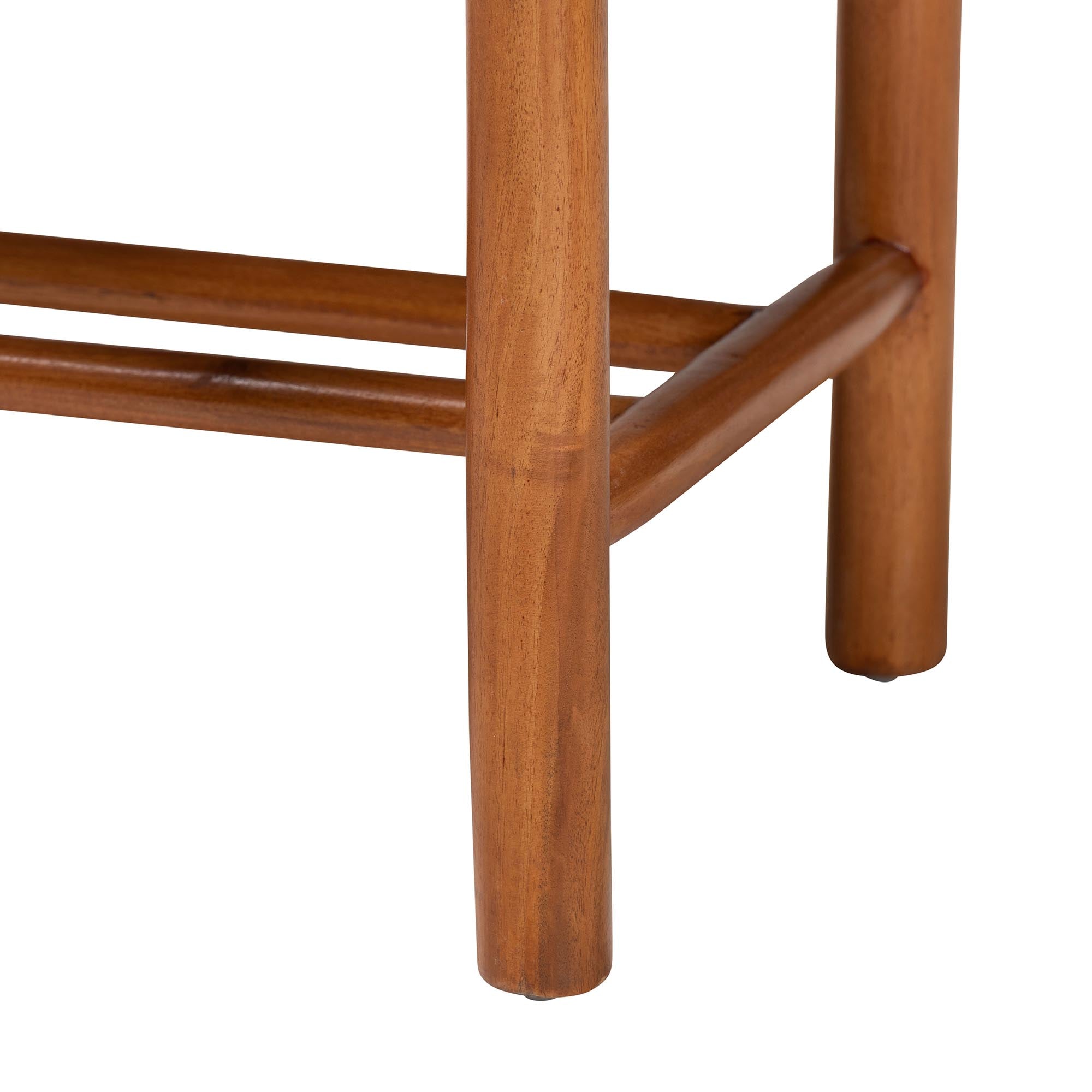 Saura Mid-Century Modern Finished Wood and Hemp Dining Bench