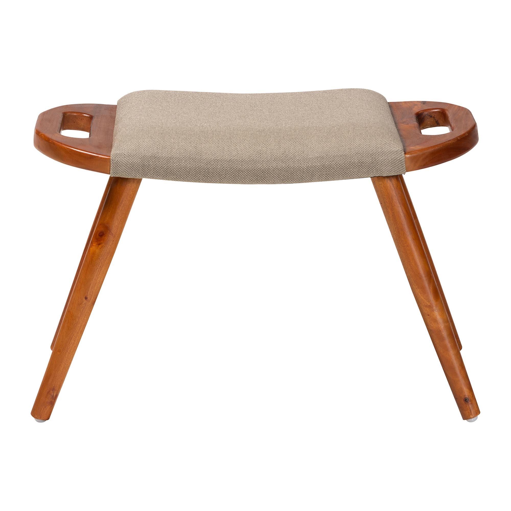 Banner Mid-Century Modern Light Fabric Upholstered and Finished Wood Accent Bench