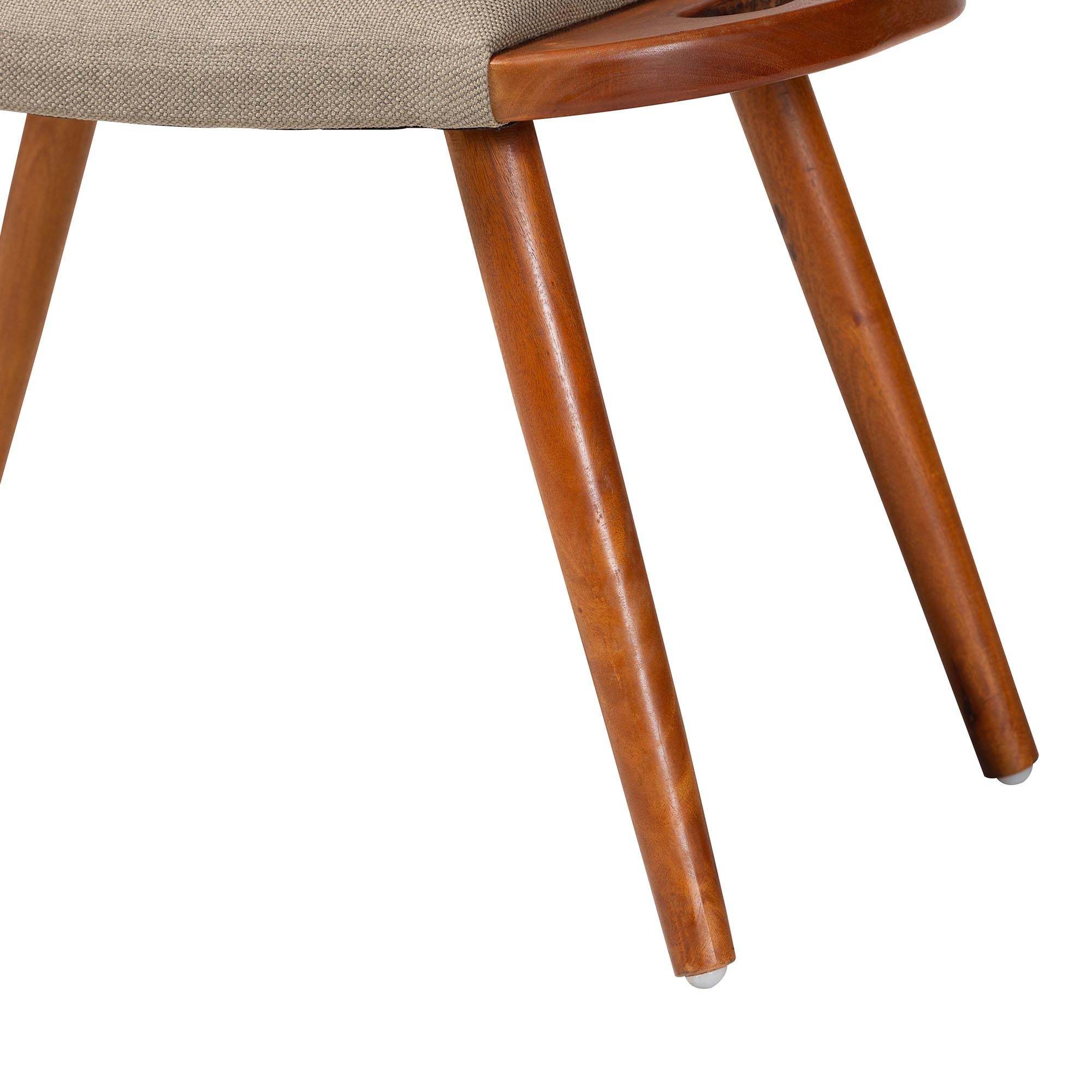 Banner Mid-Century Modern Light Fabric Upholstered and Finished Wood Accent Bench