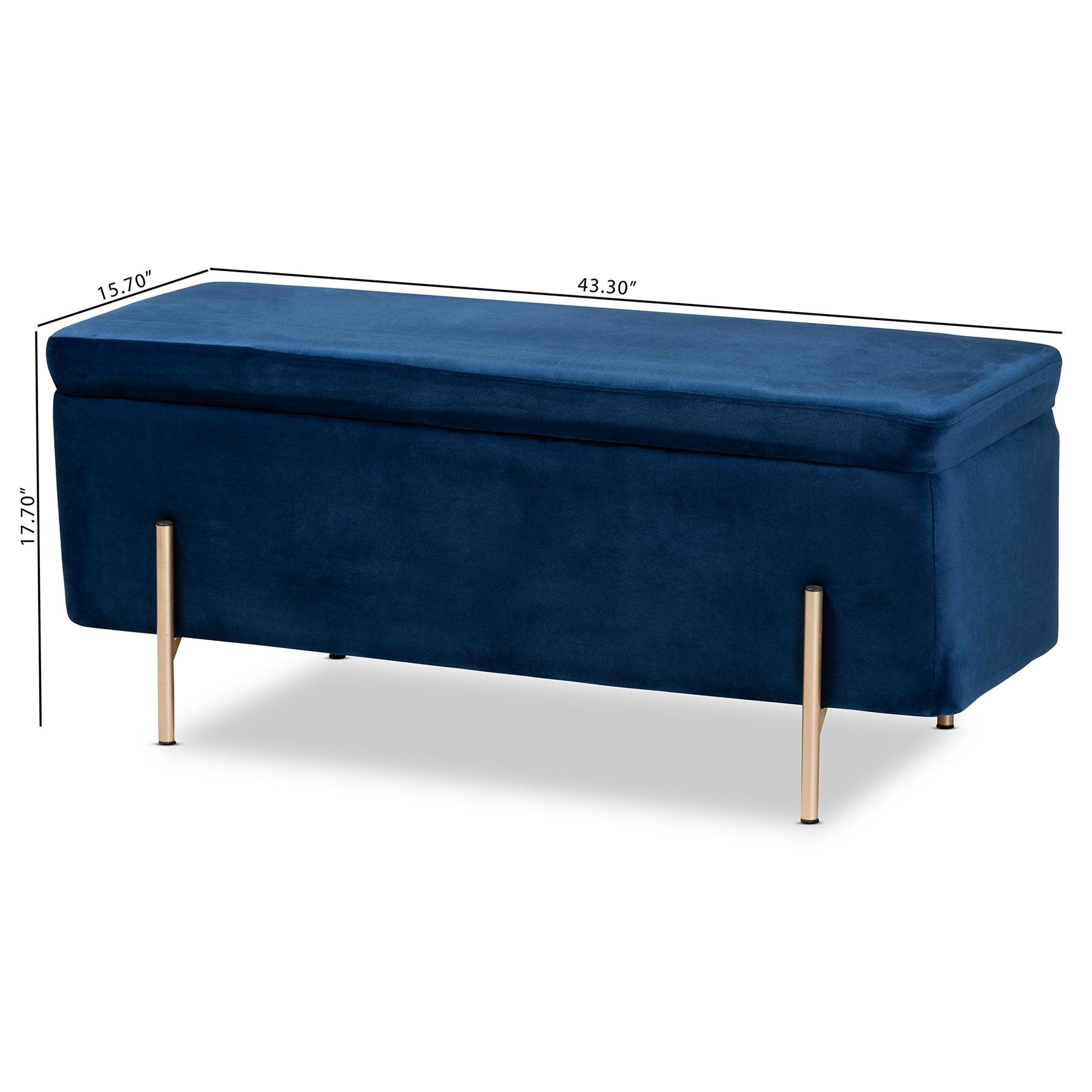 Rockwell Contemporary Glam and Luxe Velvet Fabric Upholstered and Finished Metal Storage Bench