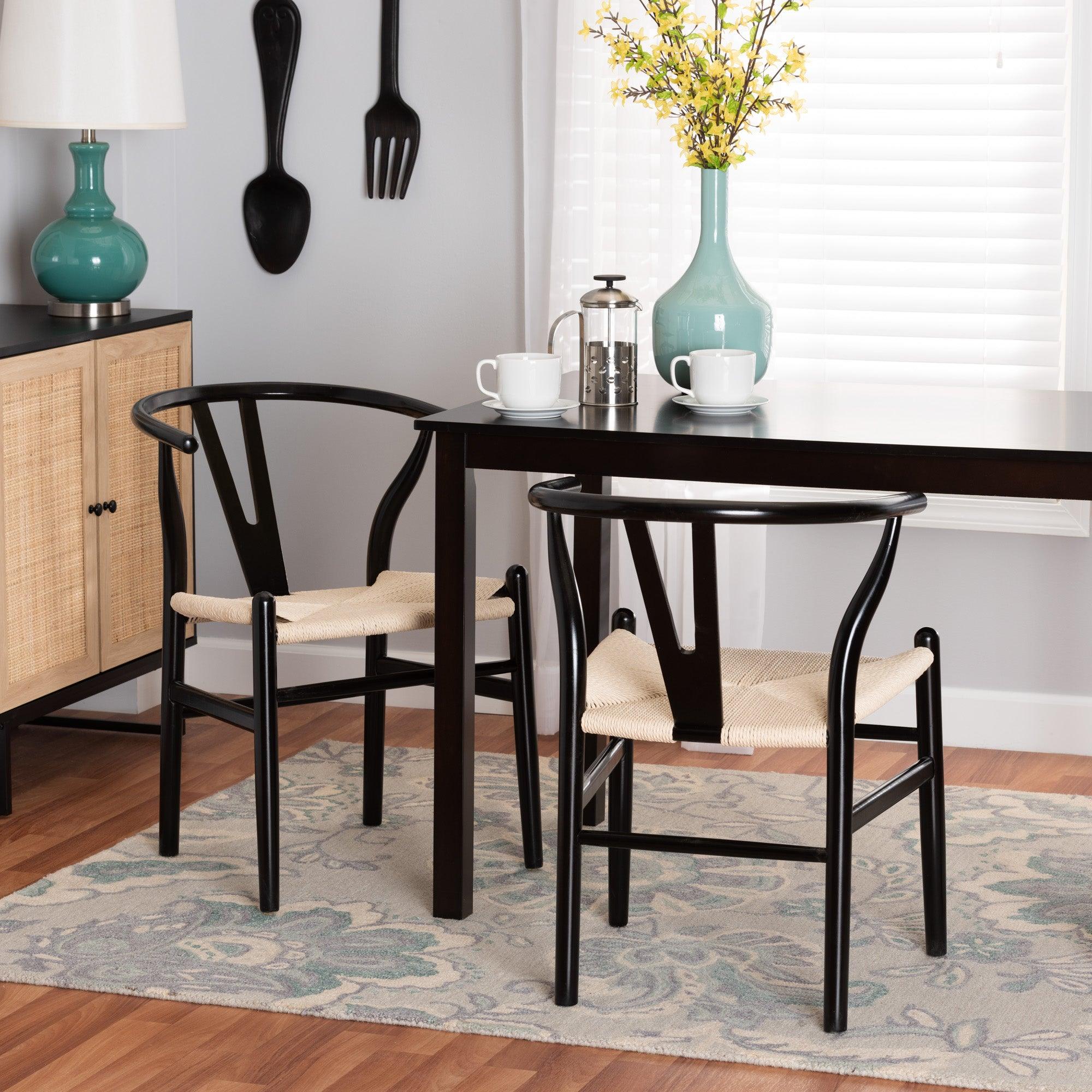 Paxton Modern Finished Wood 2-Piece Dining Chair Set