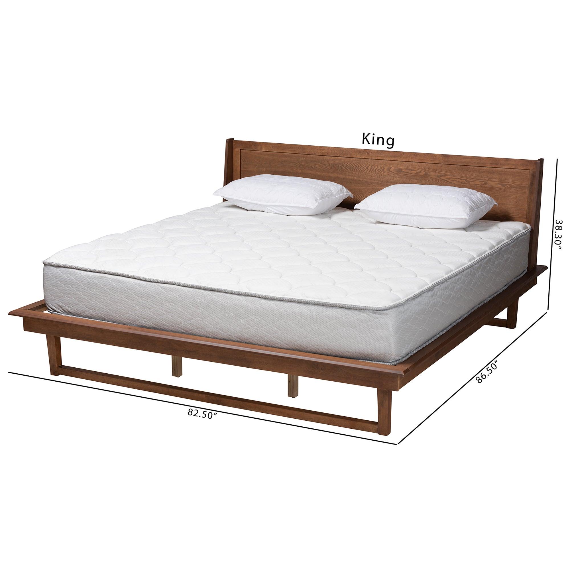 Macayle Mid-Century Modern Ash Finished Wood Platform Bed