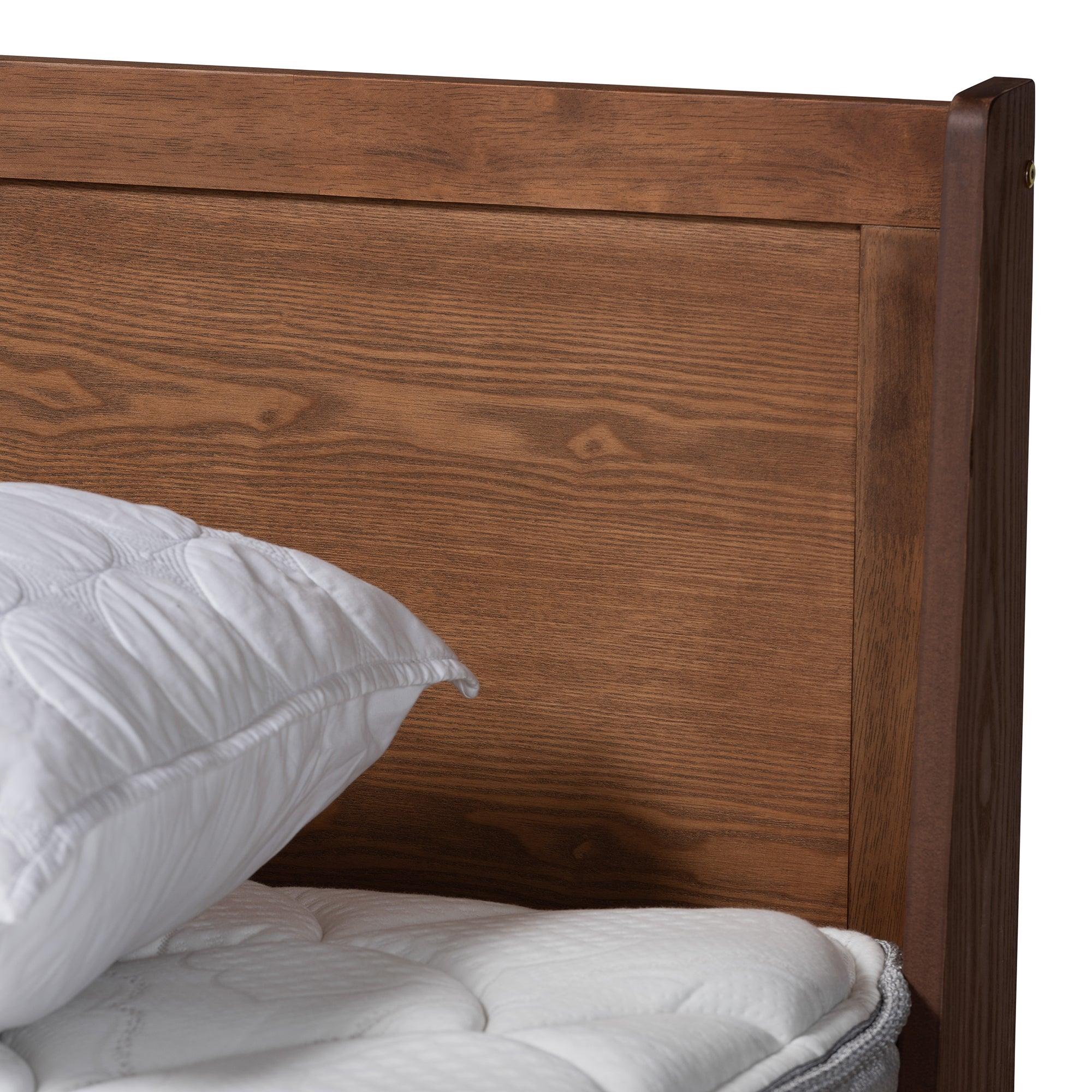 Macayle Mid-Century Modern Ash Finished Wood Platform Bed