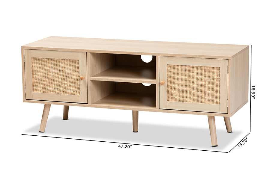 Sebille Mid-Century Modern Finished Wood 2-Door TV Stand