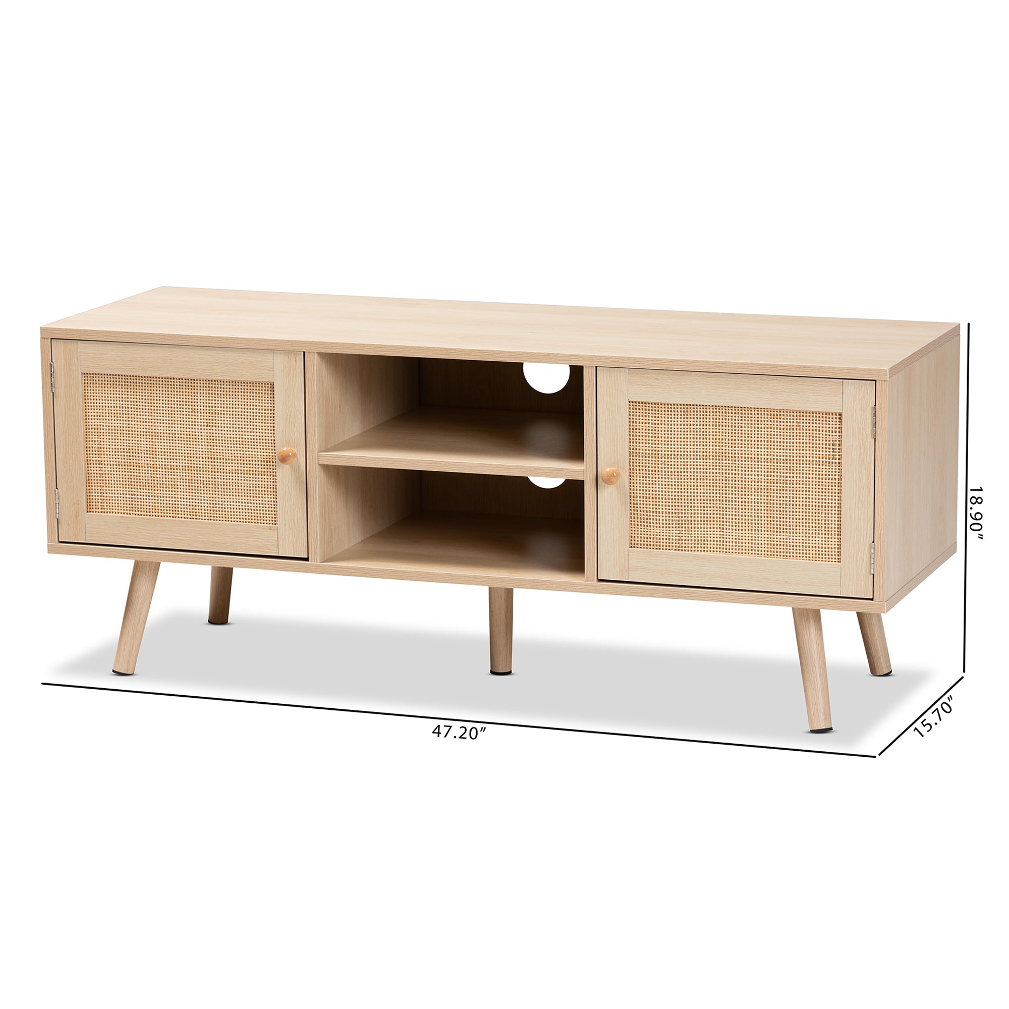 Sebille Mid-Century Modern Finished Wood 2-Door TV Stand