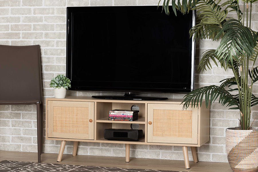 Sebille Mid-Century Modern Finished Wood 2-Door TV Stand