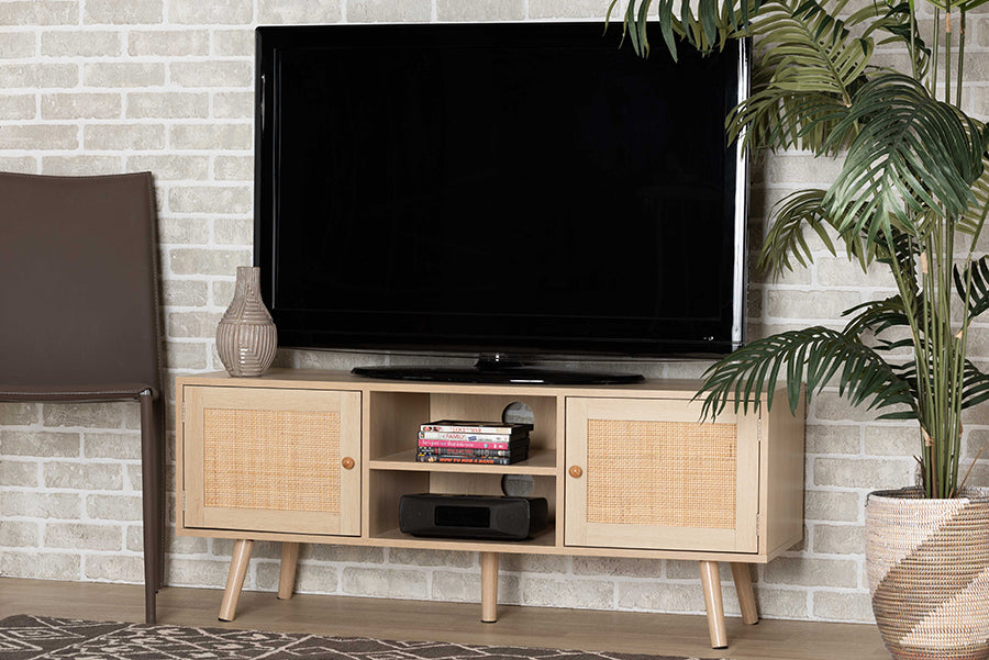 Sebille Mid-Century Modern Finished Wood 2-Door TV Stand