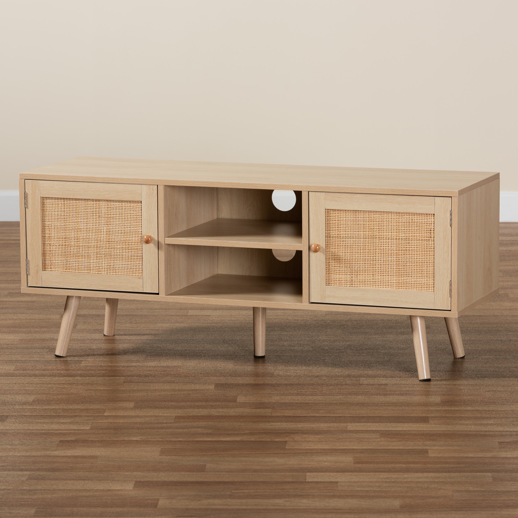 Sebille Mid-Century Modern Finished Wood 2-Door TV Stand