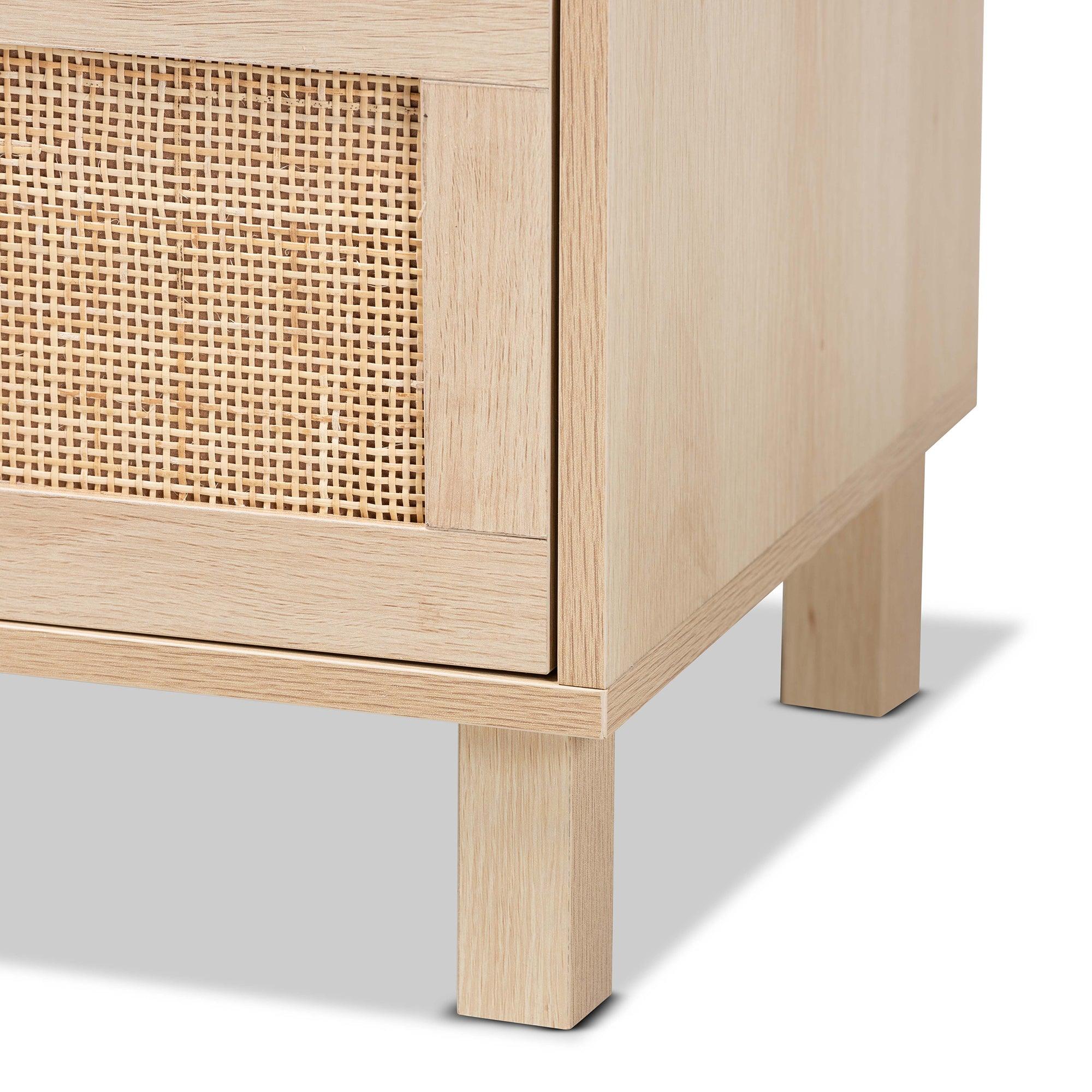 Sebille Mid-Century Modern Light Finished Wood 3-Drawer Storage Cabinet