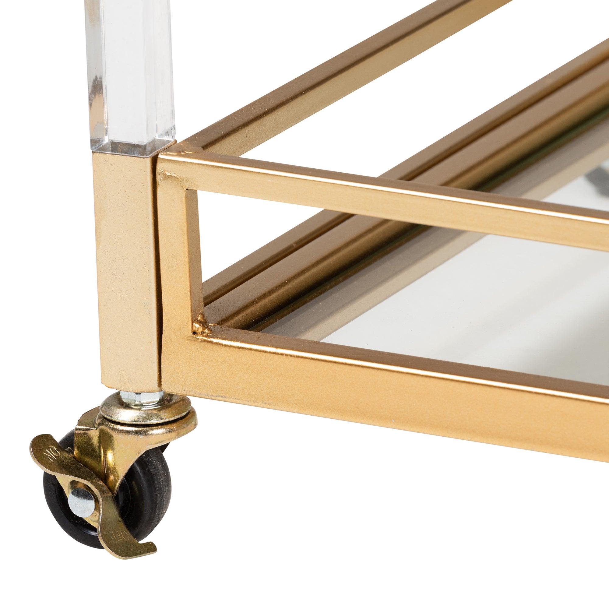 Savannah Contemporary Glam and Luxe Metal and Glass Wine Cart