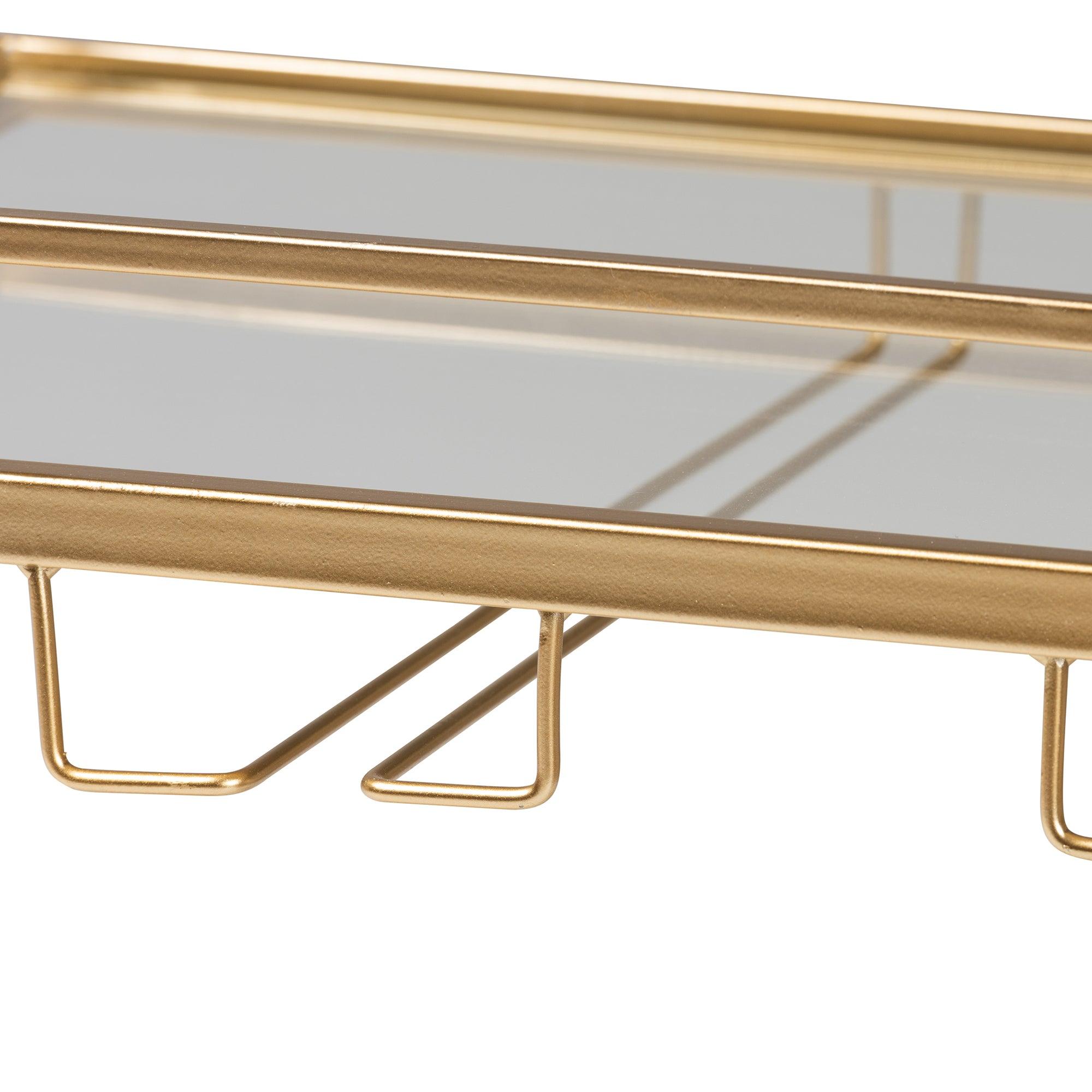 Savannah Contemporary Glam and Luxe Metal and Glass Wine Cart