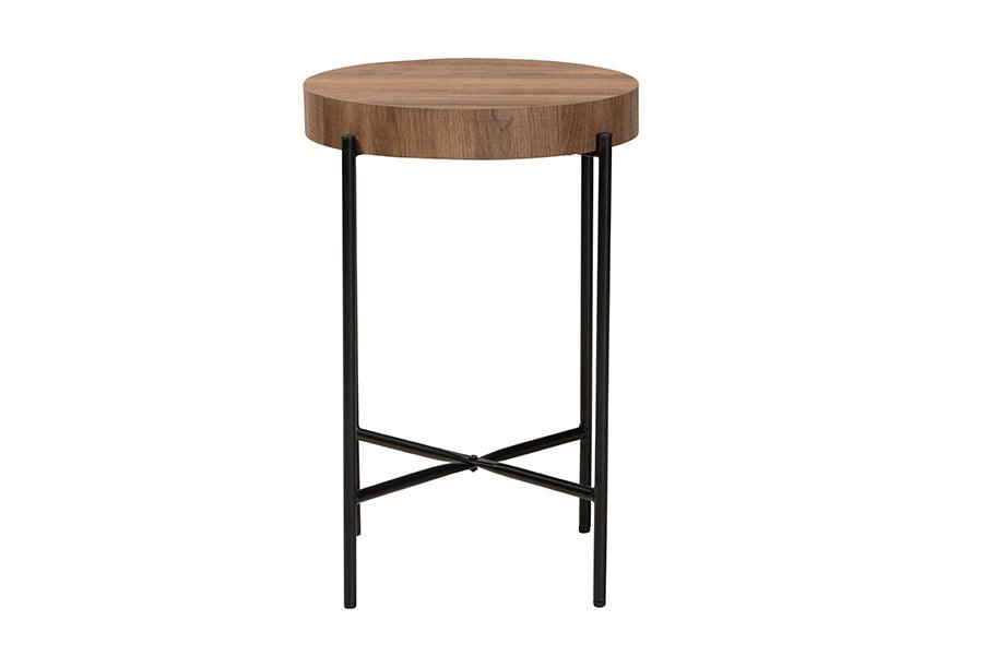 Savion Modern Industrial Finished Wood and Metal End Table