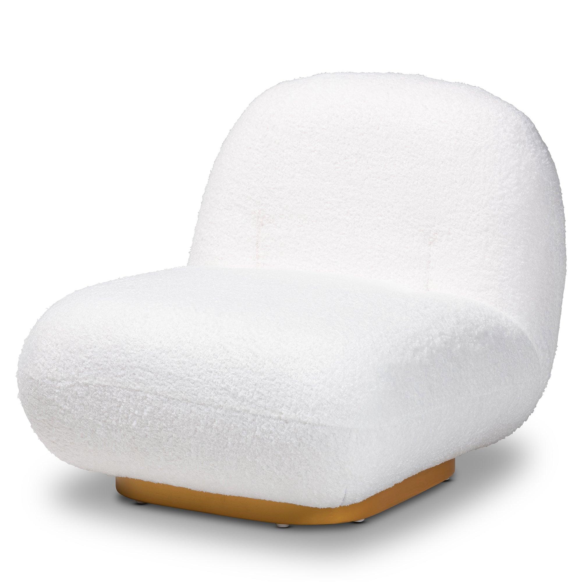 Paiva Modern and Contemporary Boucle Upholstered and Brushed Finished Accent Chair