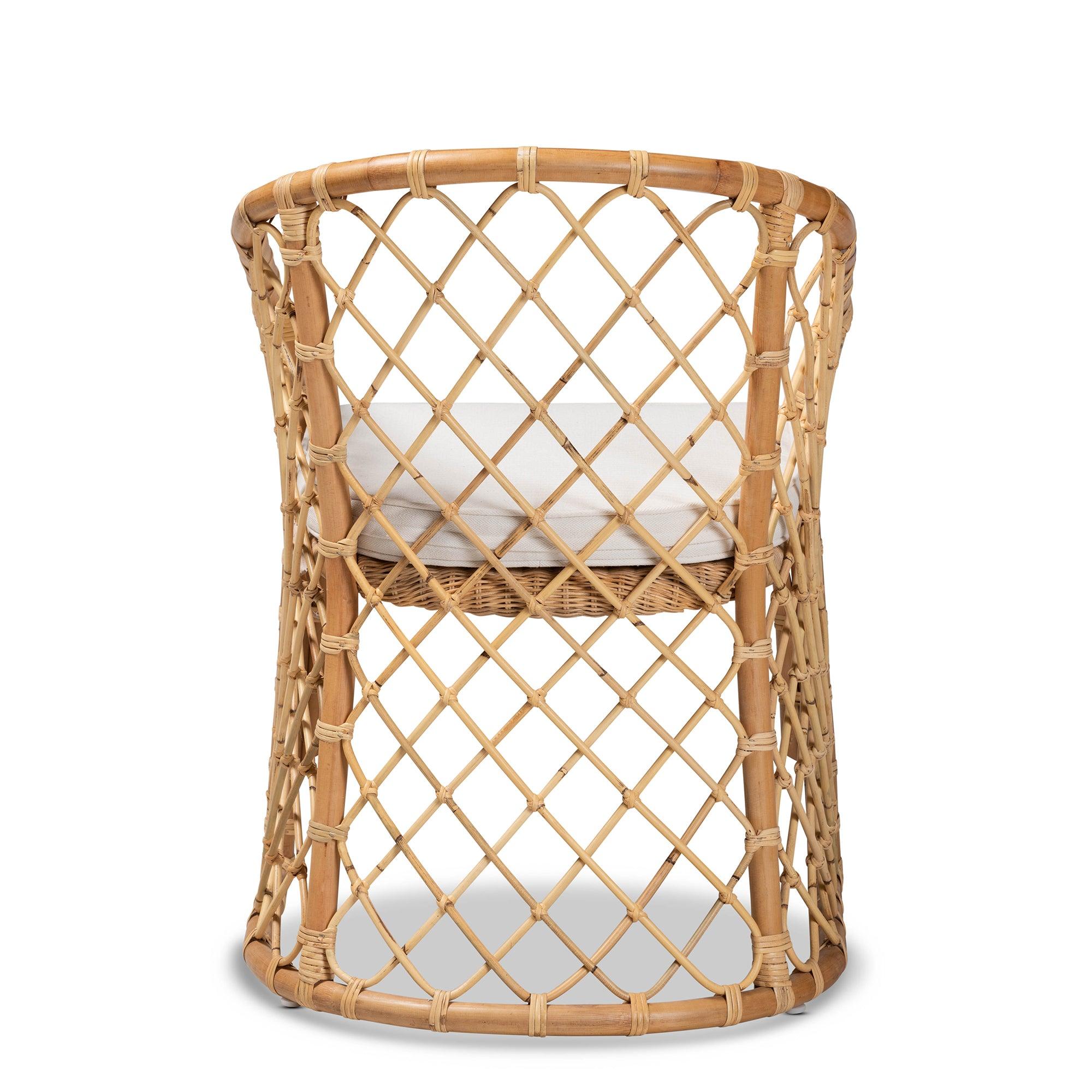 bali & pari Orchard Modern Bohemian Fabric Upholstered and Rattan Dining Chair