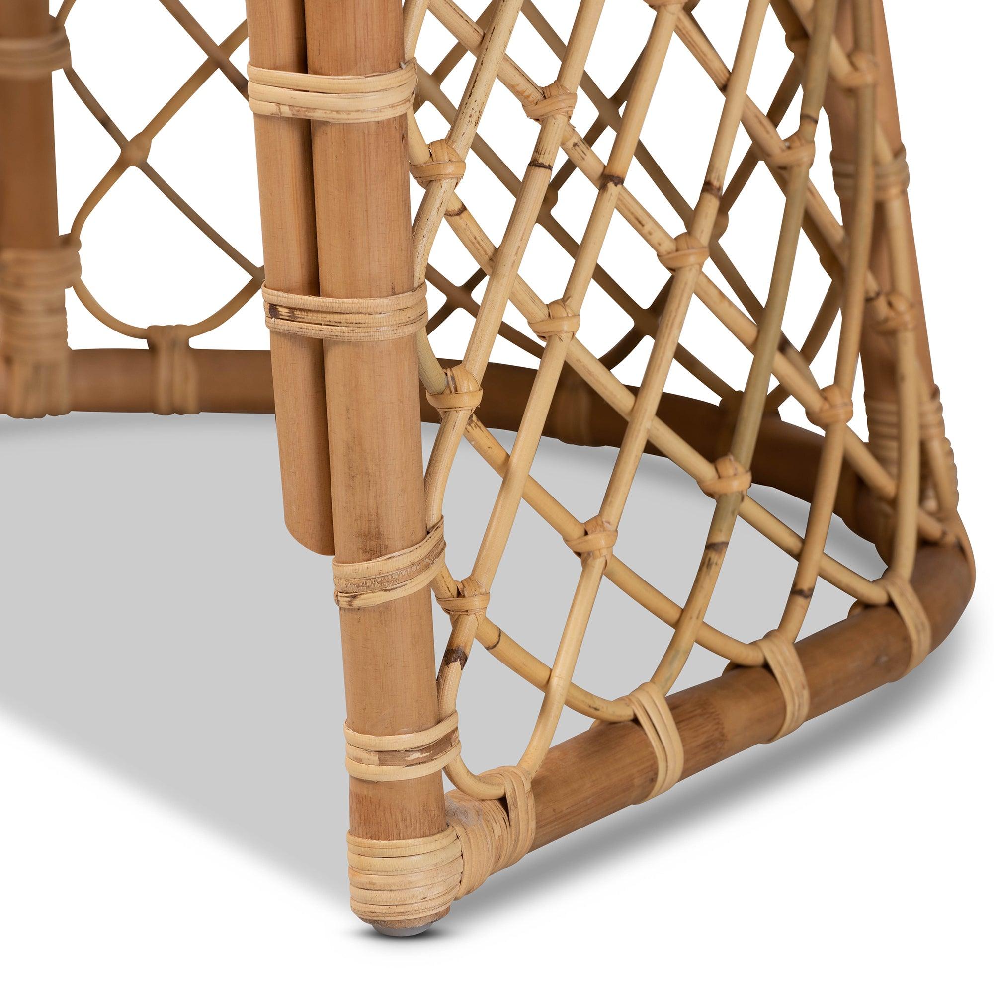 bali & pari Orchard Modern Bohemian Fabric Upholstered and Rattan Dining Chair