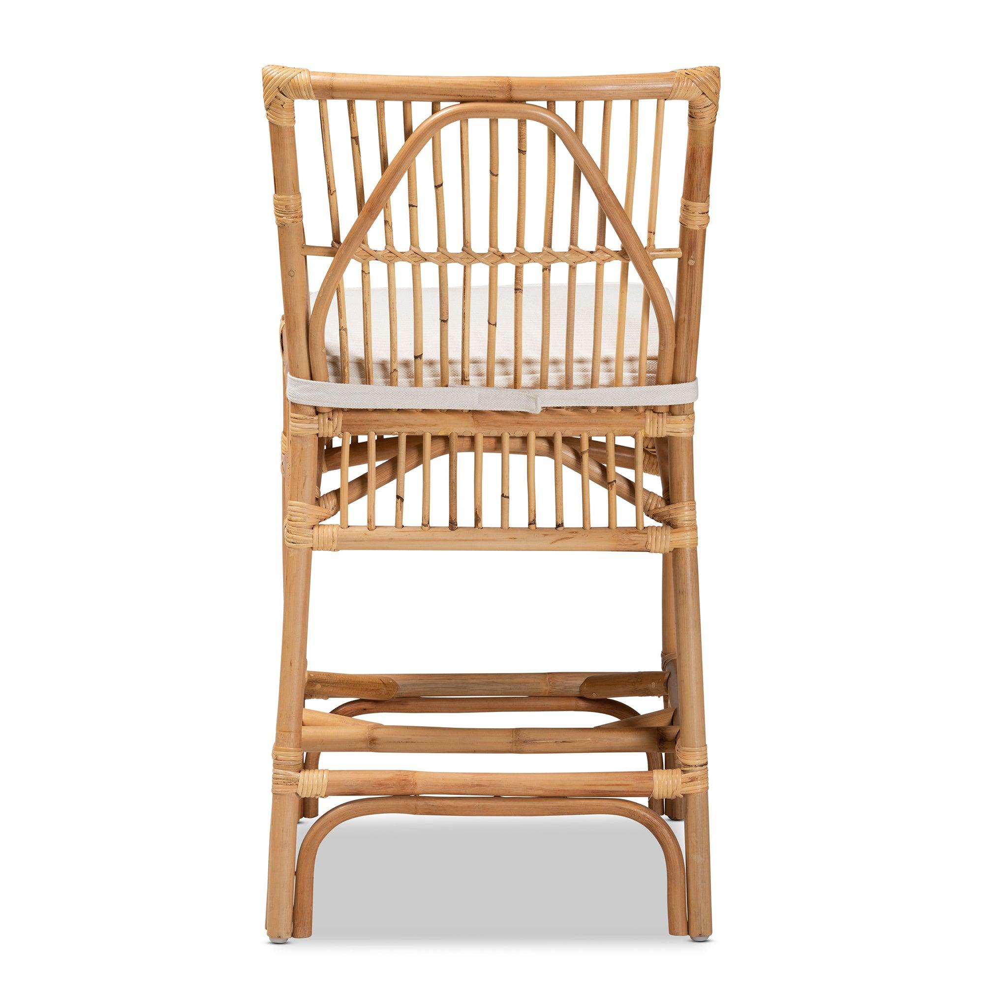 bali & pari Rose Modern Bohemian Fabric Upholstered and Rattan Counter Stool