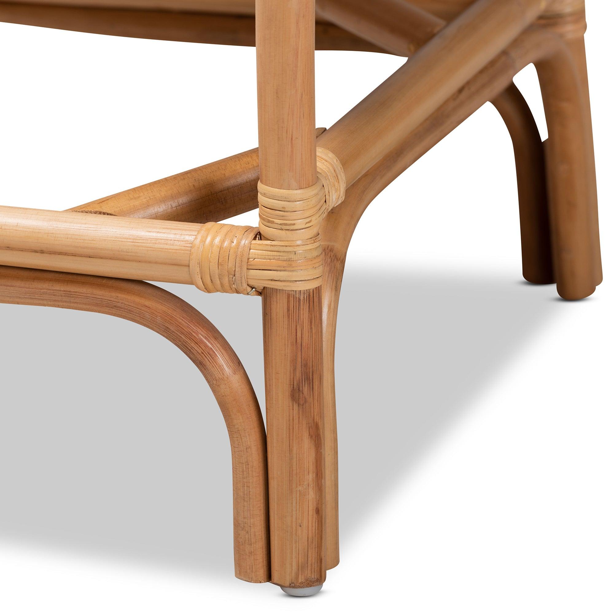 bali & pari Rose Modern Bohemian Fabric Upholstered and Rattan Counter Stool