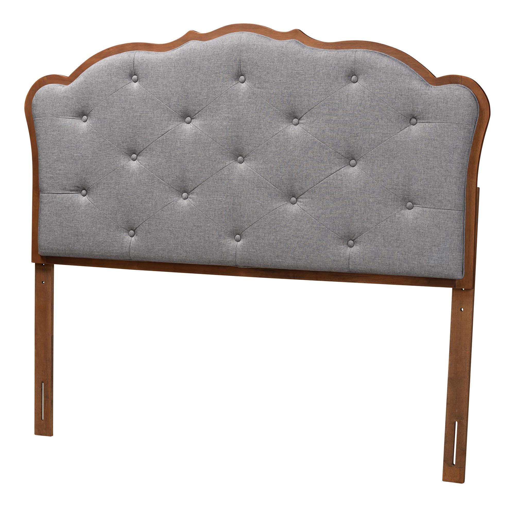 Leandra Classic and Traditional Fabric and Finished Wood Headboard