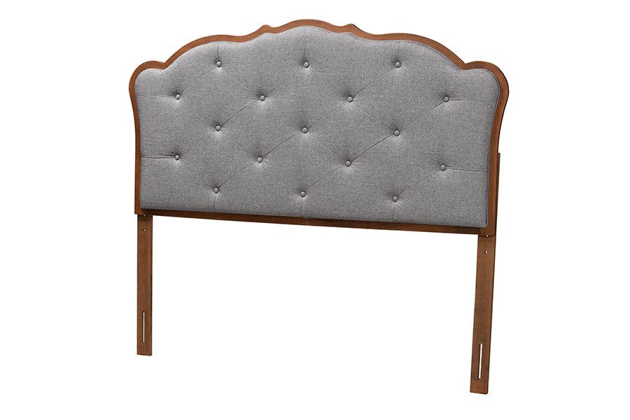 Leandra Classic and Traditional Fabric and Finished Wood Headboard