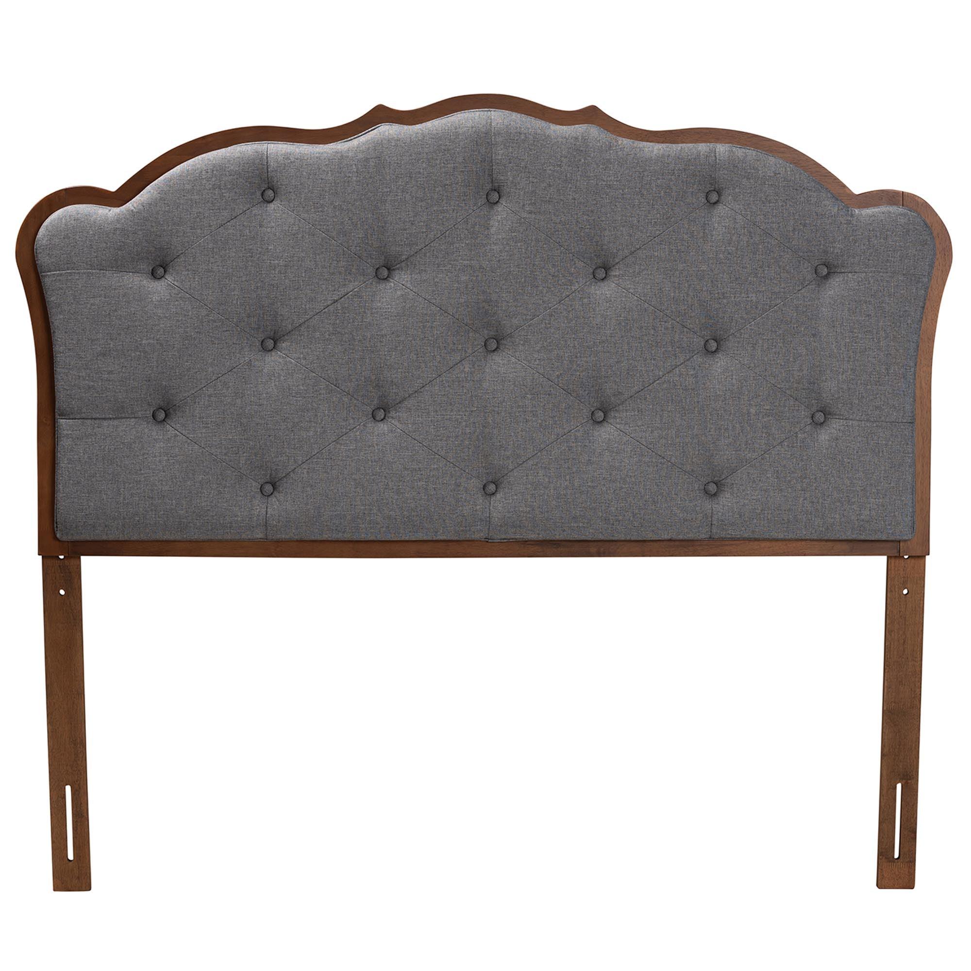 Leandra Classic and Traditional Fabric and Finished Wood Headboard